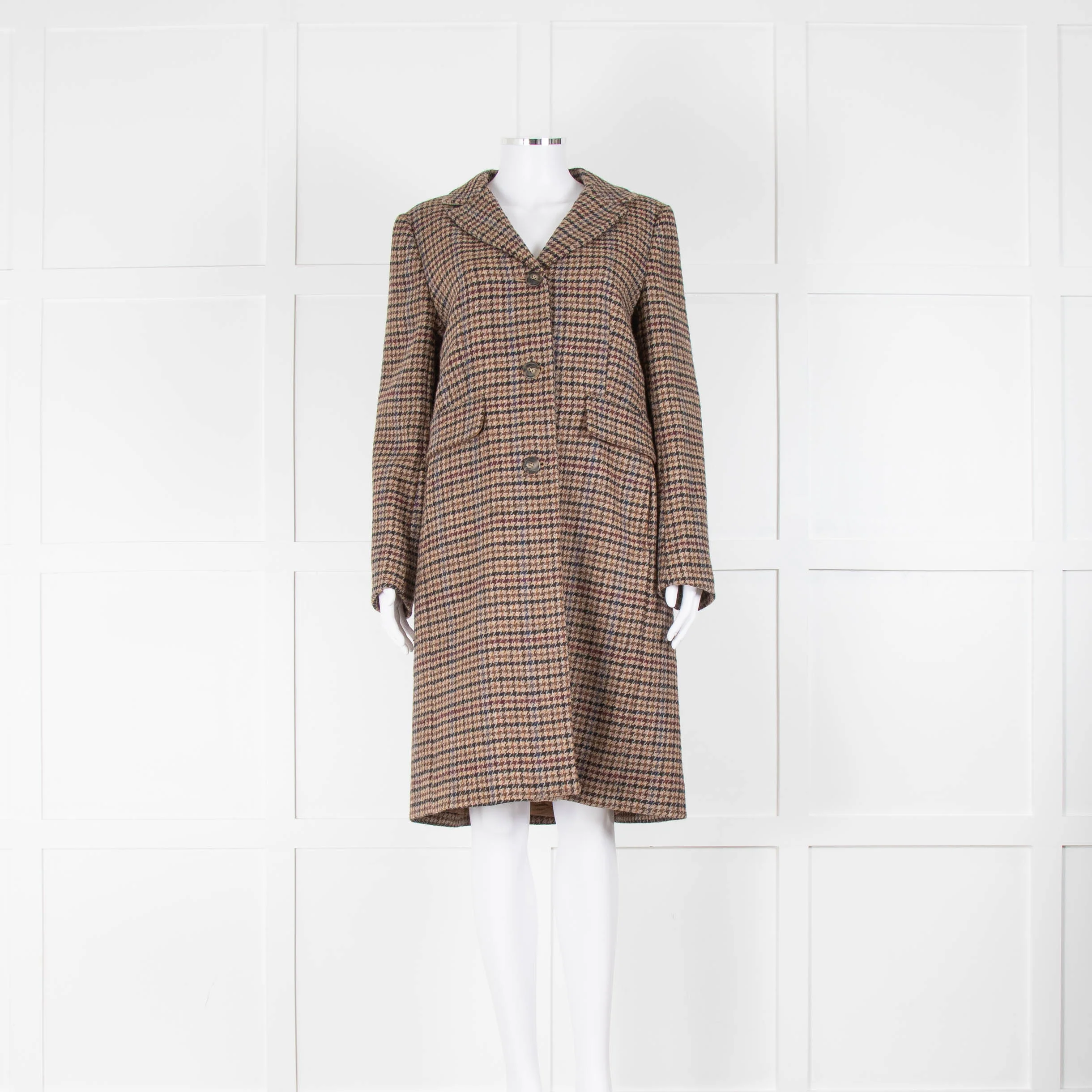 Weekend MaxMara Brown & Multicolour Houndstooth Coat