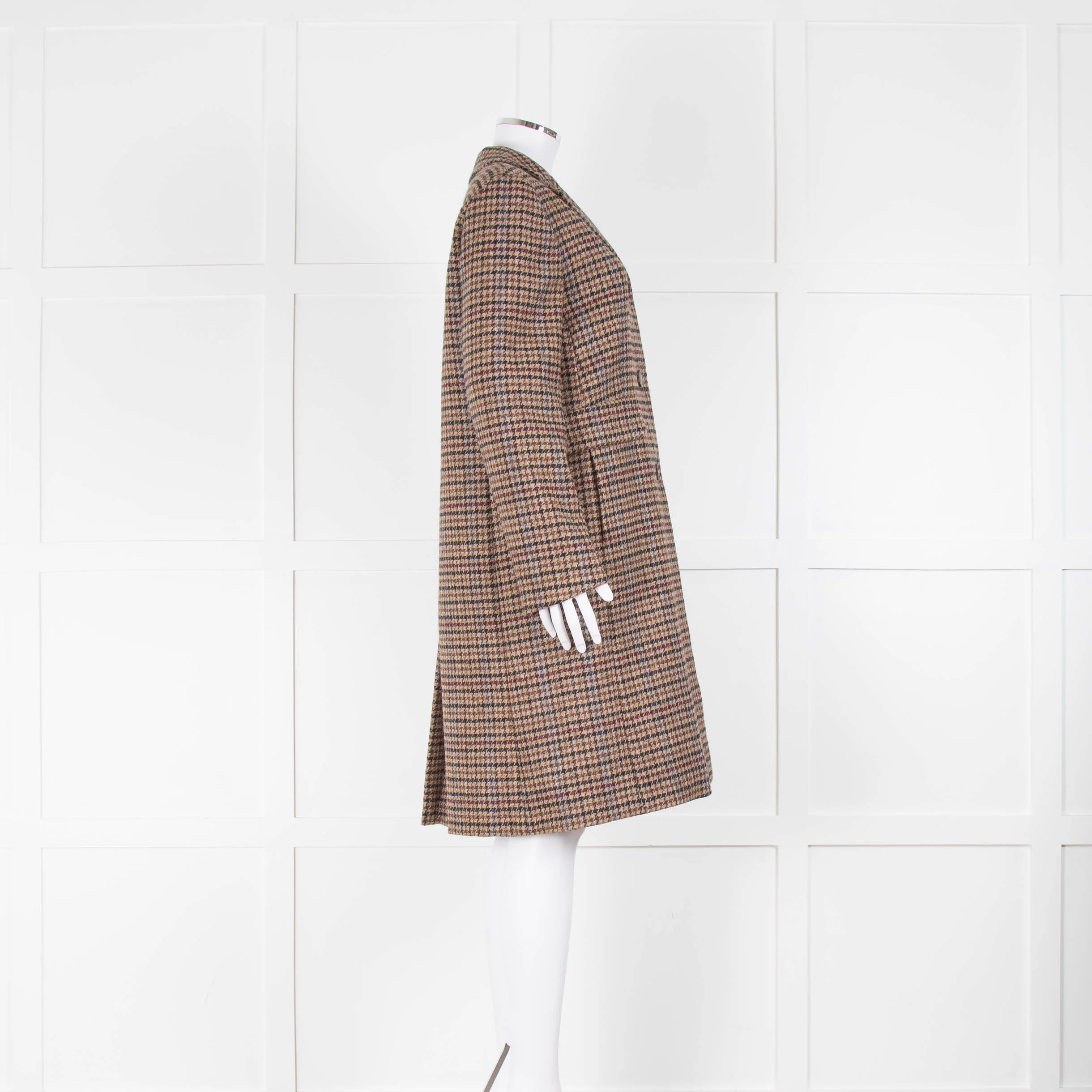 Weekend MaxMara Brown & Multicolour Houndstooth Coat - Image 2