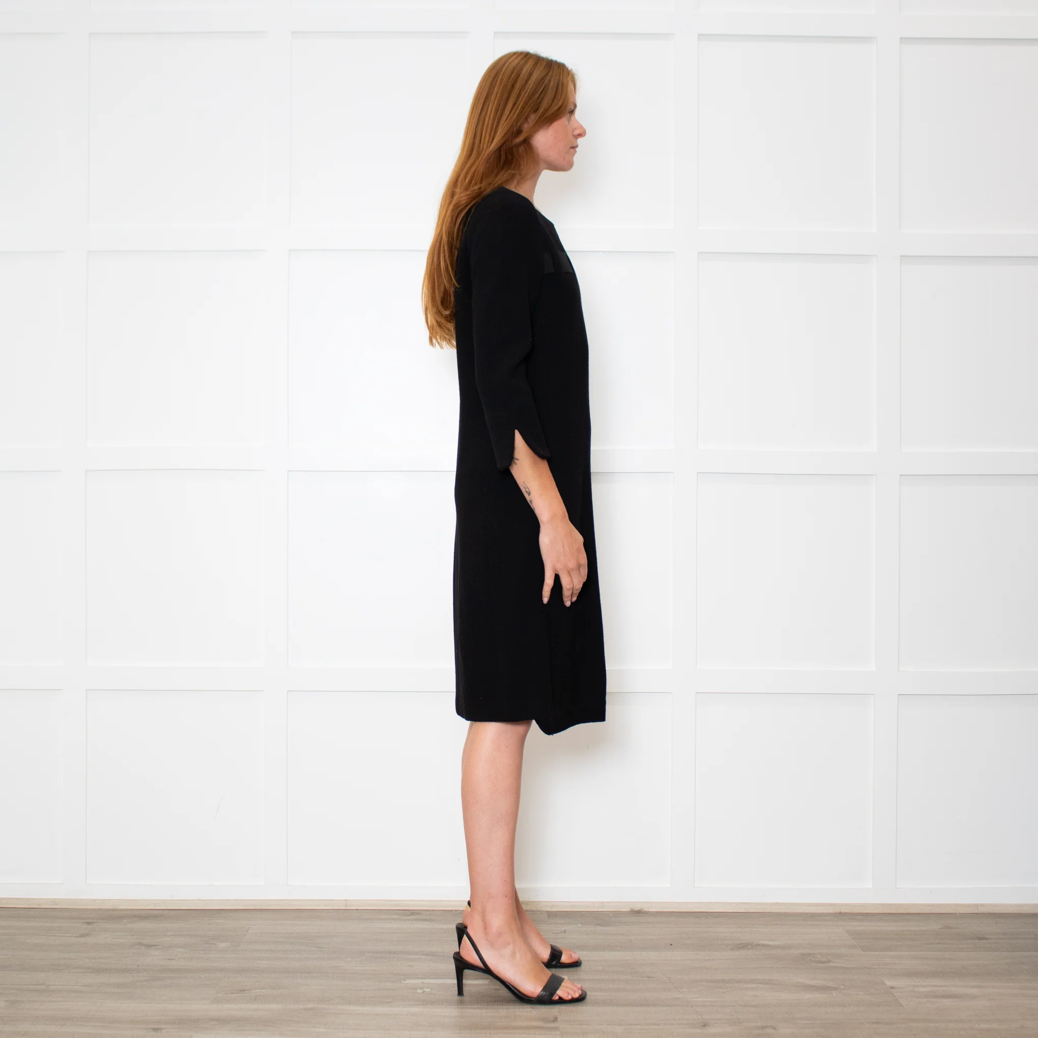 Weill Black 3/4 Sleeve Ribbon Detail Dress - Image 6