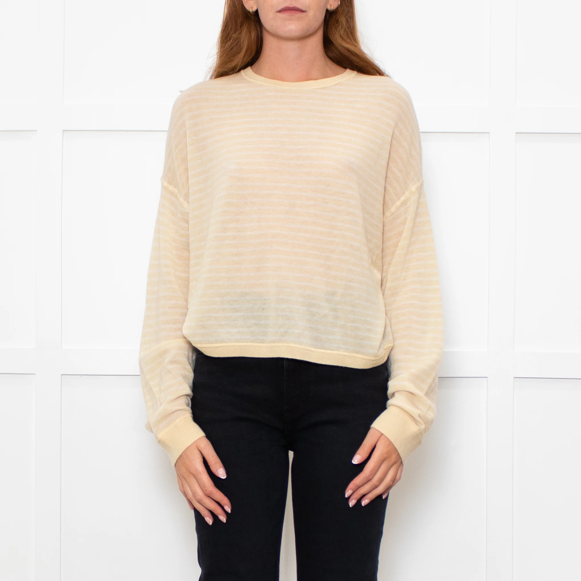 White + Warren Butter Cream/White Fine Knit Jumper - Image 2