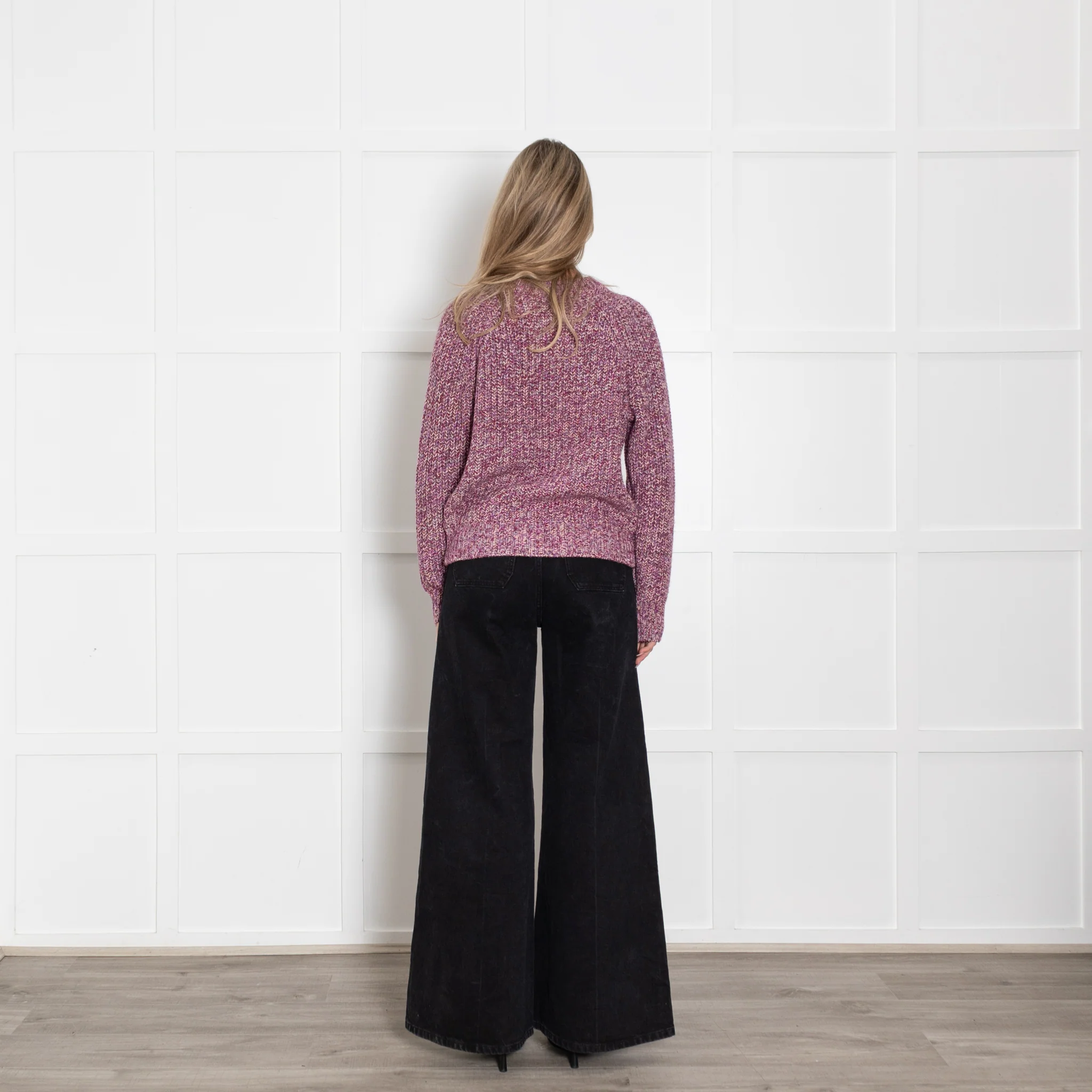 White + Warren Purple Cashmere Chunky Knit Jumper - Image 5