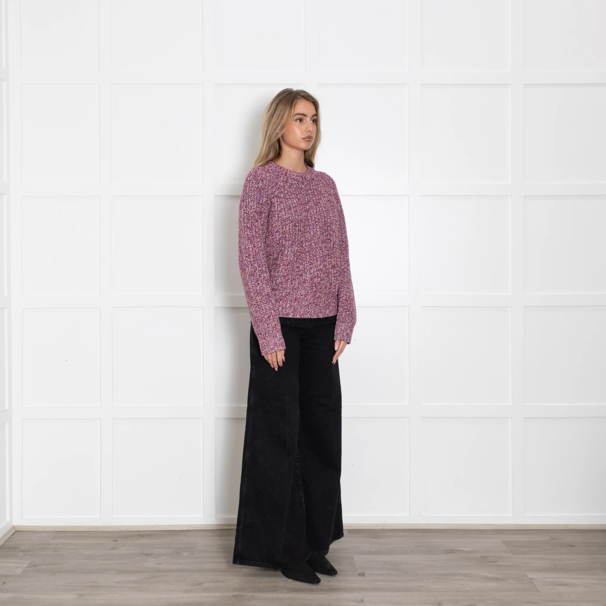 White + Warren Purple Cashmere Chunky Knit Jumper - Image 7