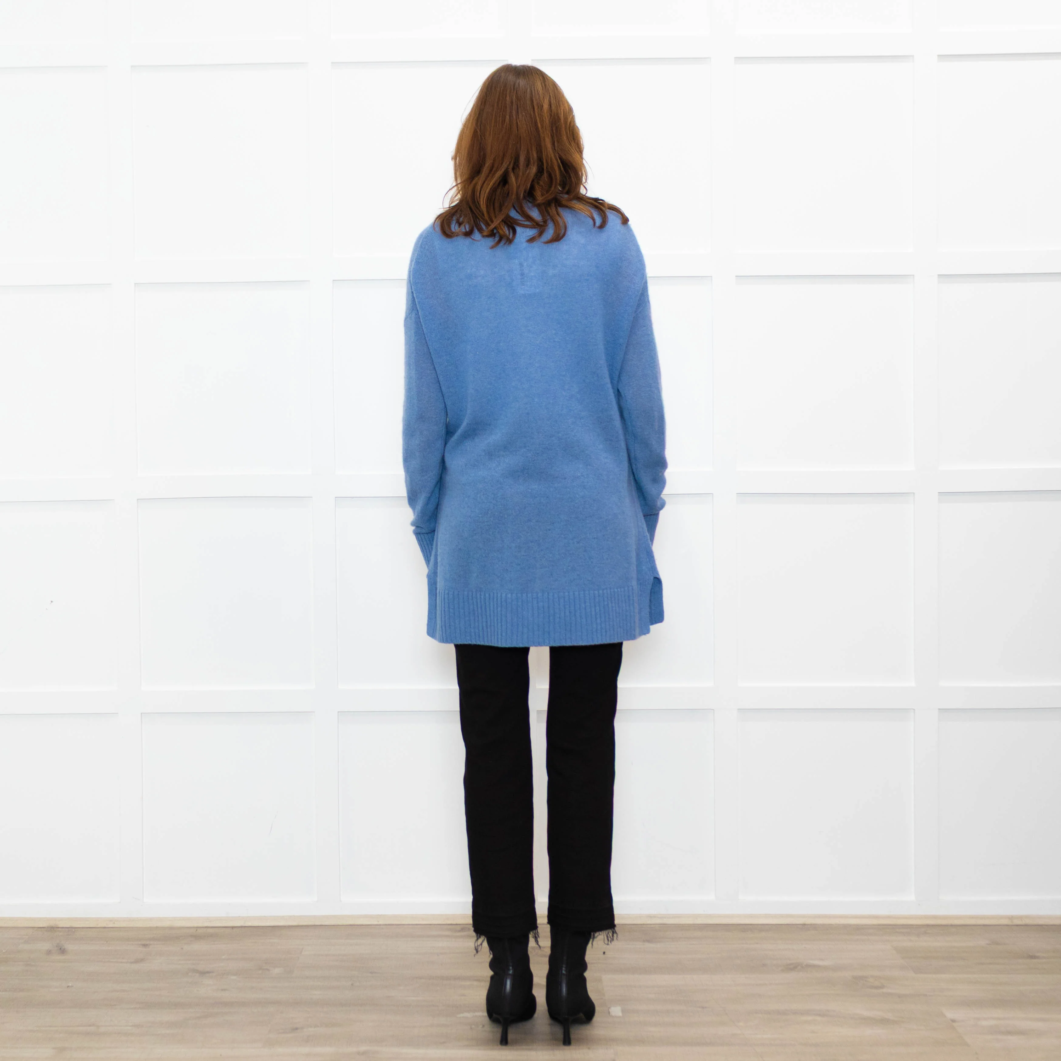 White + Warren Sky Blue Cashmere Blend Knitted Cardigan - Image 5