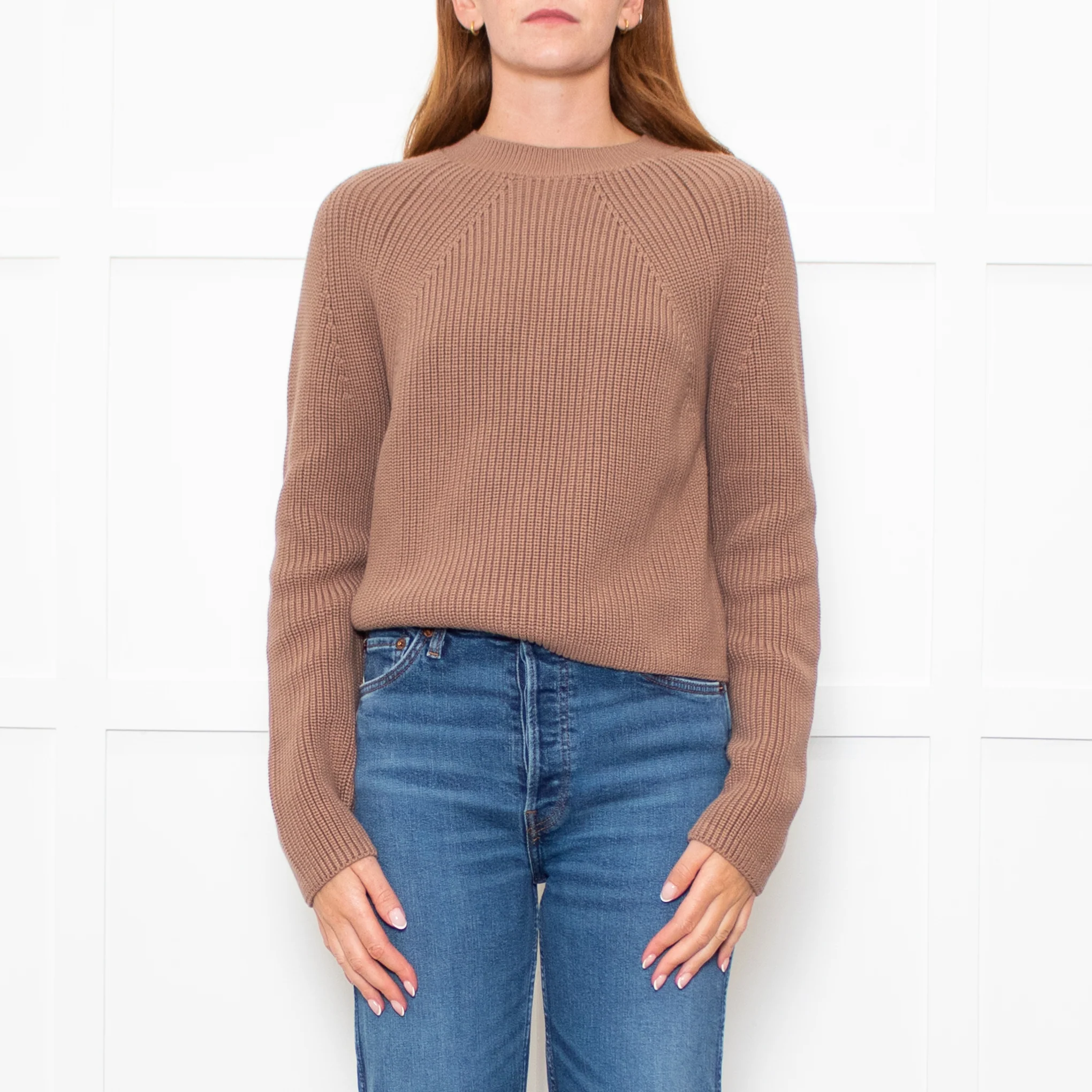 White + Warren Suede Cotton Ribbed Knit Jumper - Image 2