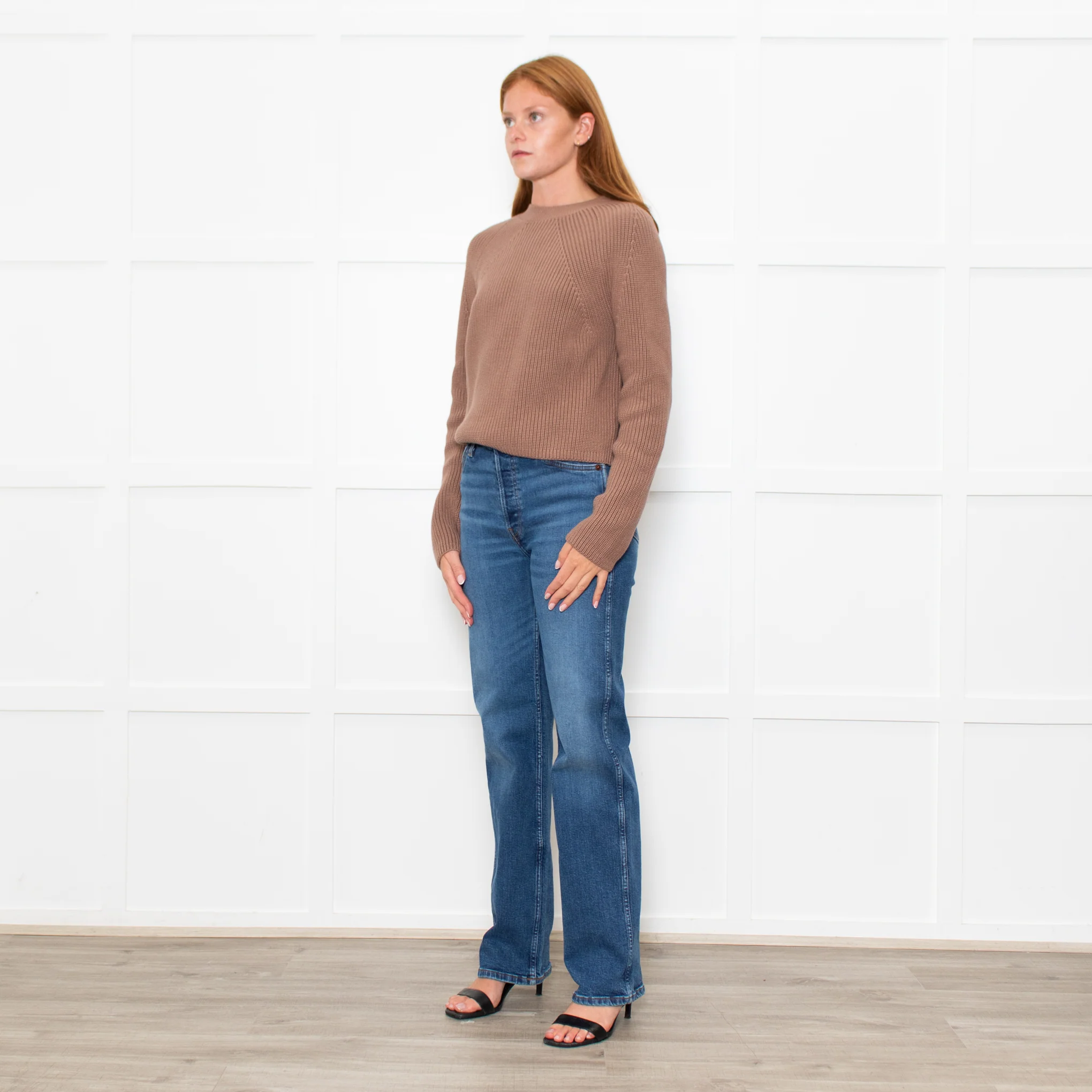 White + Warren Suede Cotton Ribbed Knit Jumper - Image 3