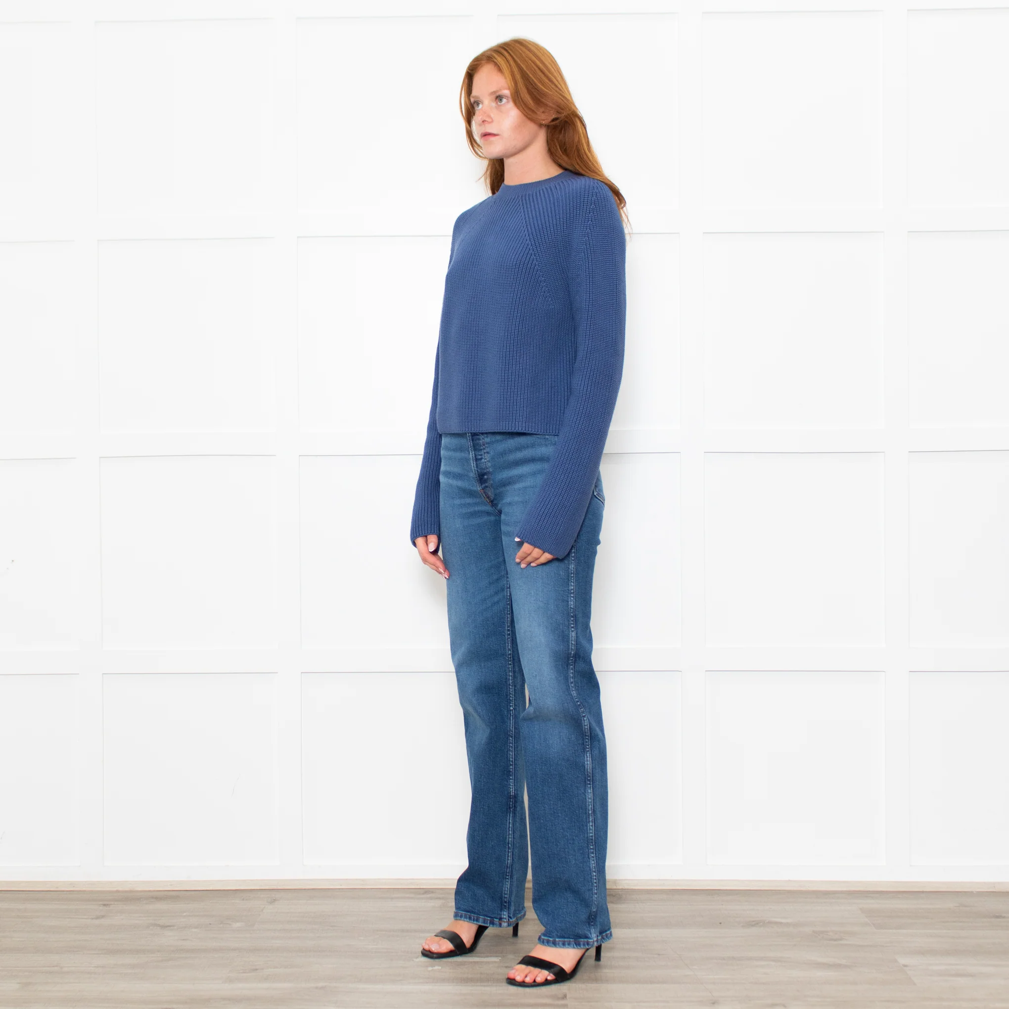 White + Warren Washed Denim Cotton Jumper - Image 3