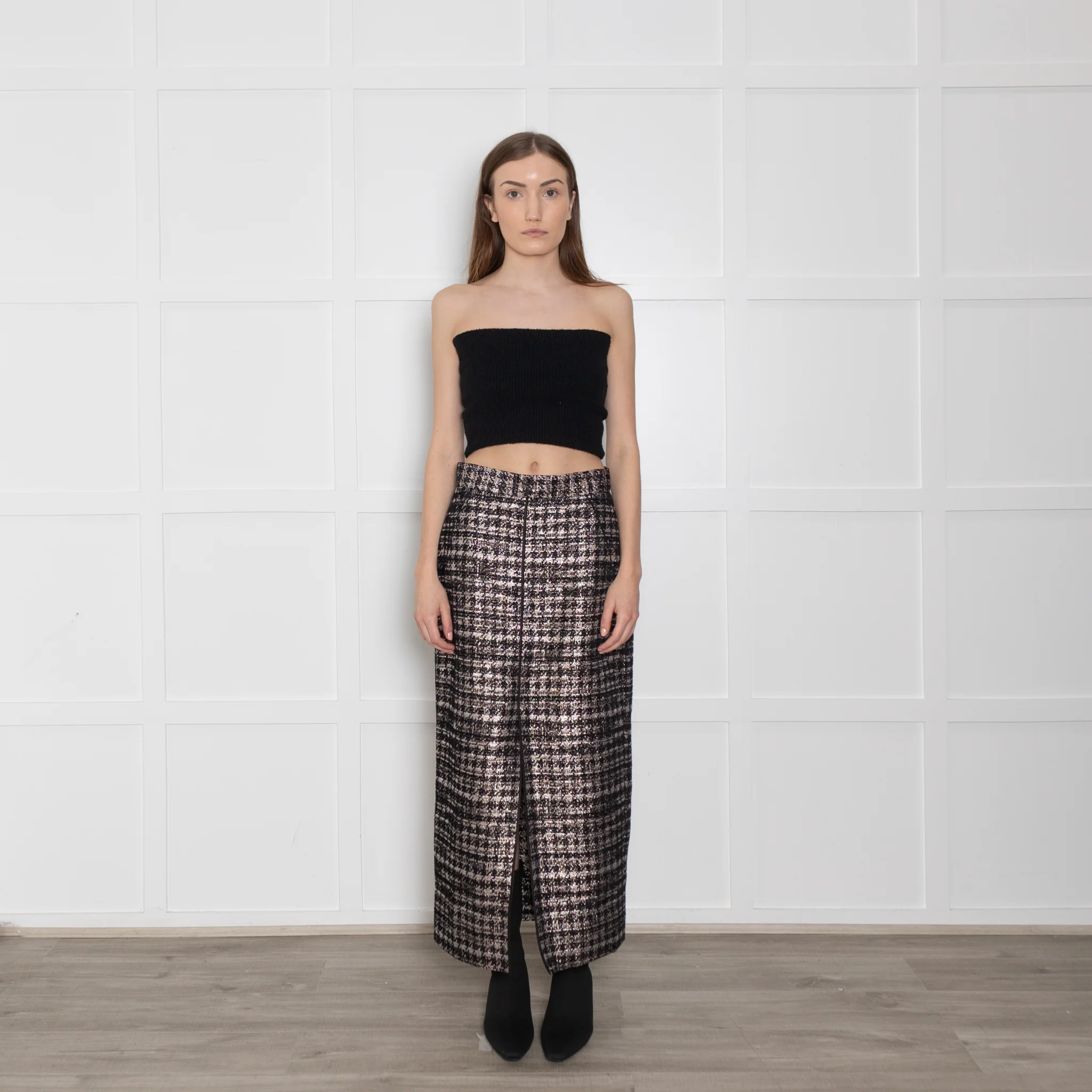 Wiggy Kit Black and Rose Gold Lurex Pencil Skirt