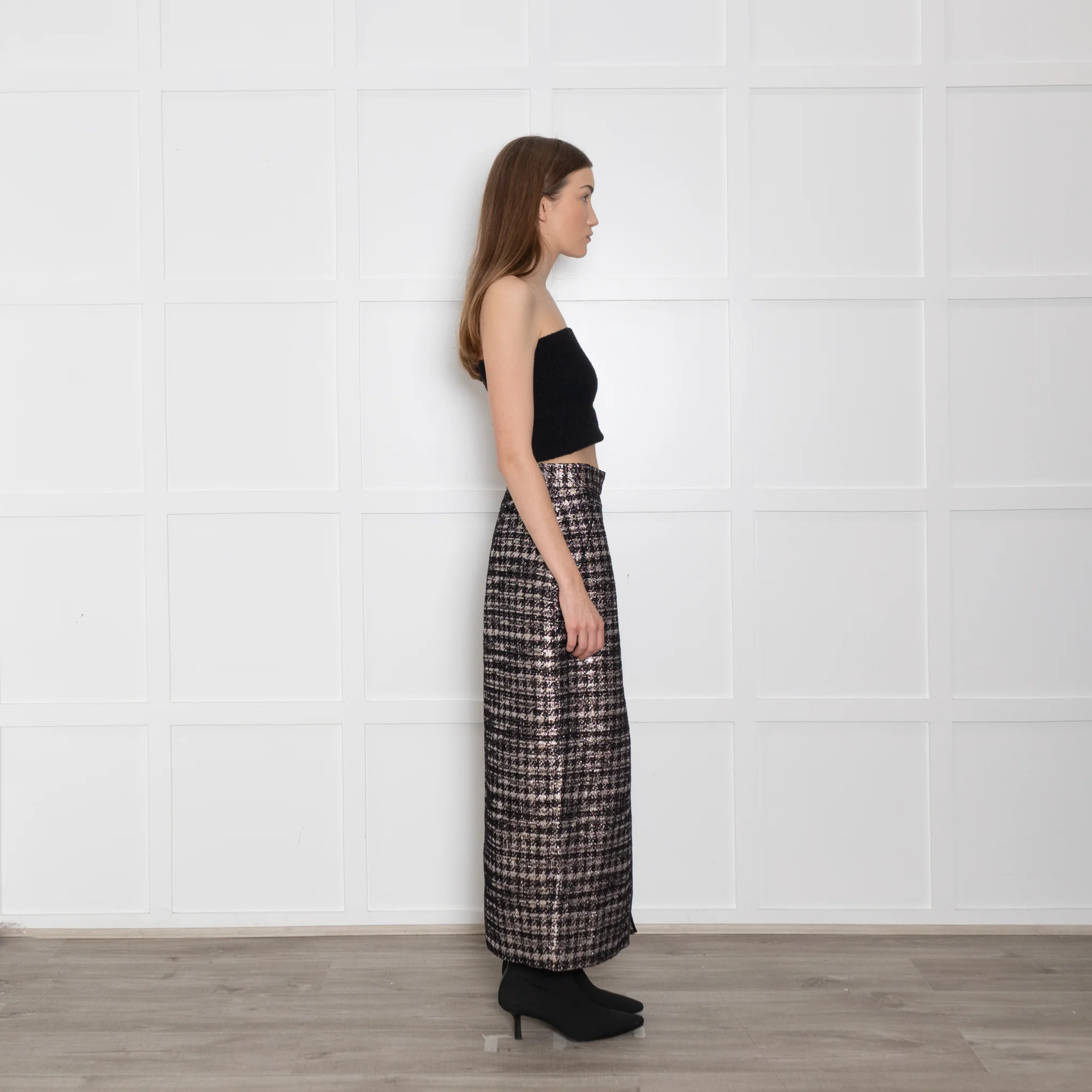 Wiggy Kit Black and Rose Gold Lurex Pencil Skirt - Image 6