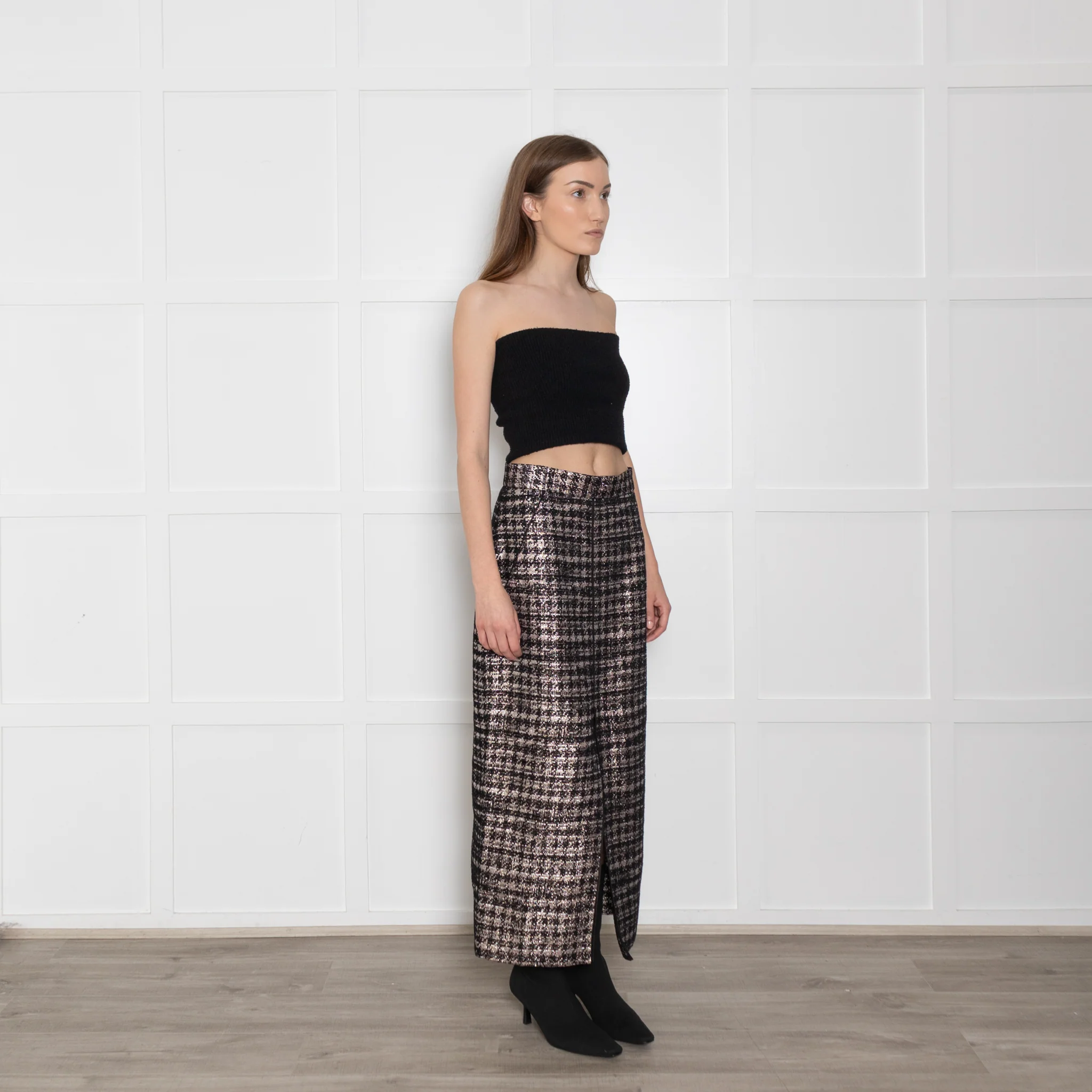 Wiggy Kit Black and Rose Gold Lurex Pencil Skirt - Image 7