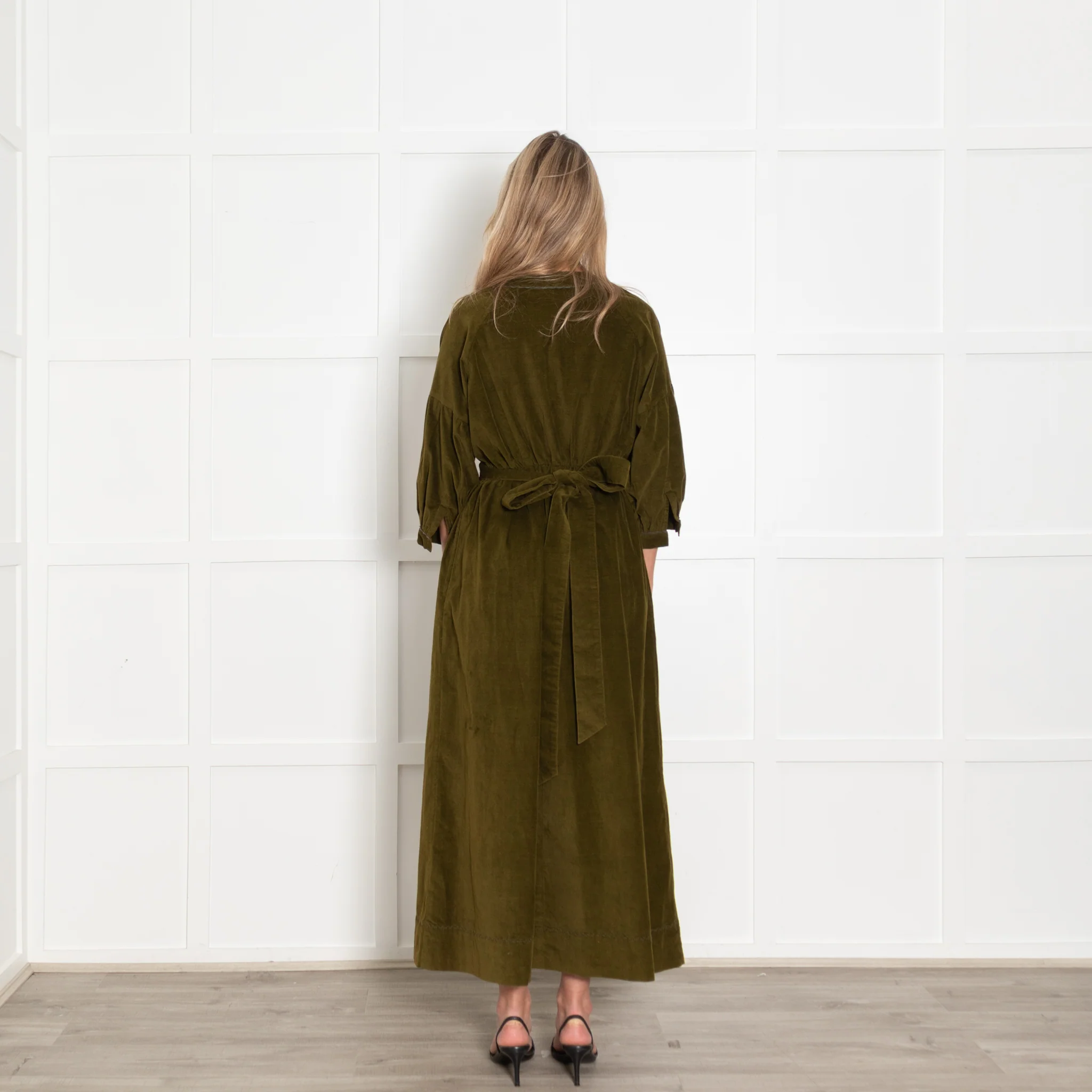 Wiggy Kit Olive Pin Cord Belted Maxi Dress - Image 5
