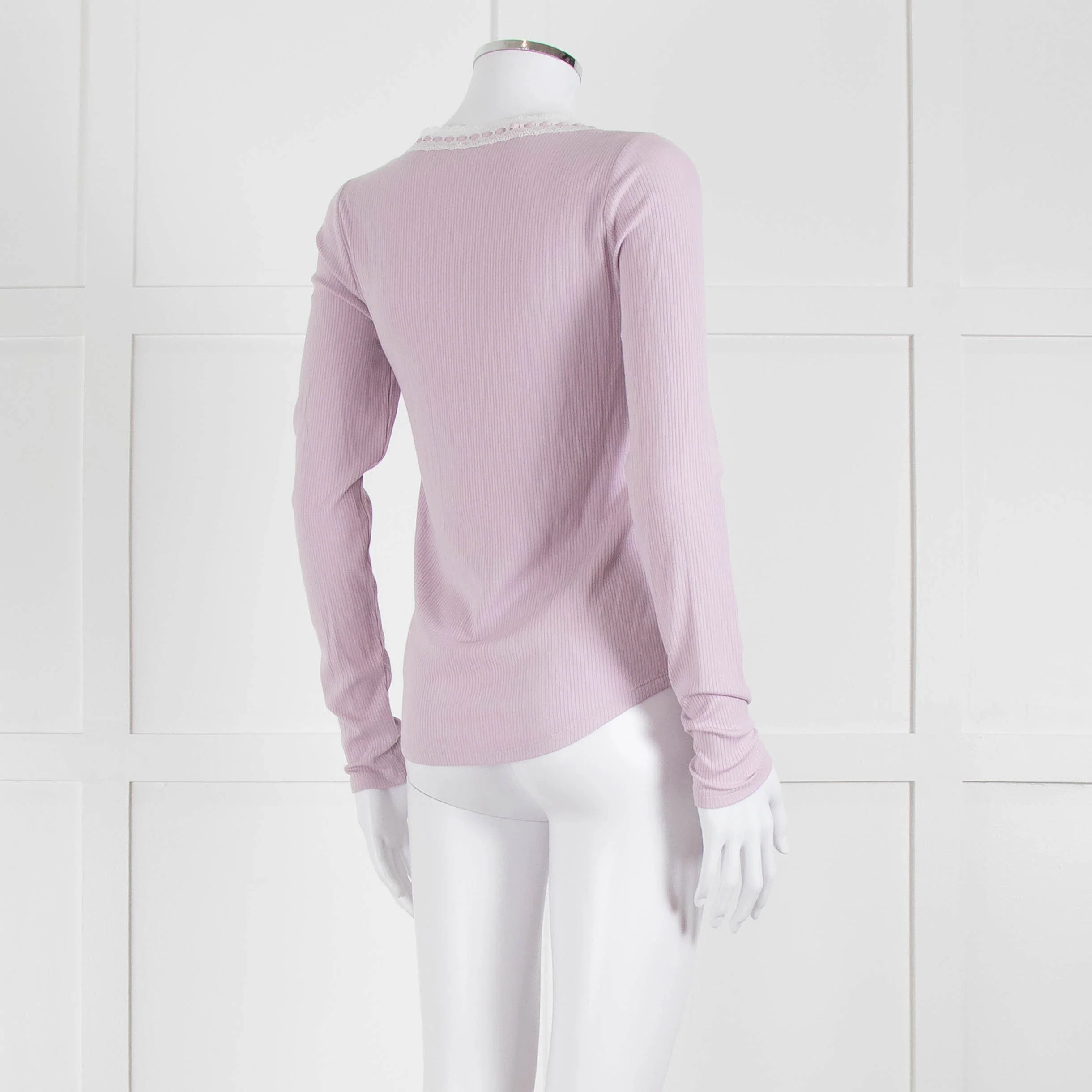 Wilfred Lilac Button Top With Ribbon Tie Neck - Image 4