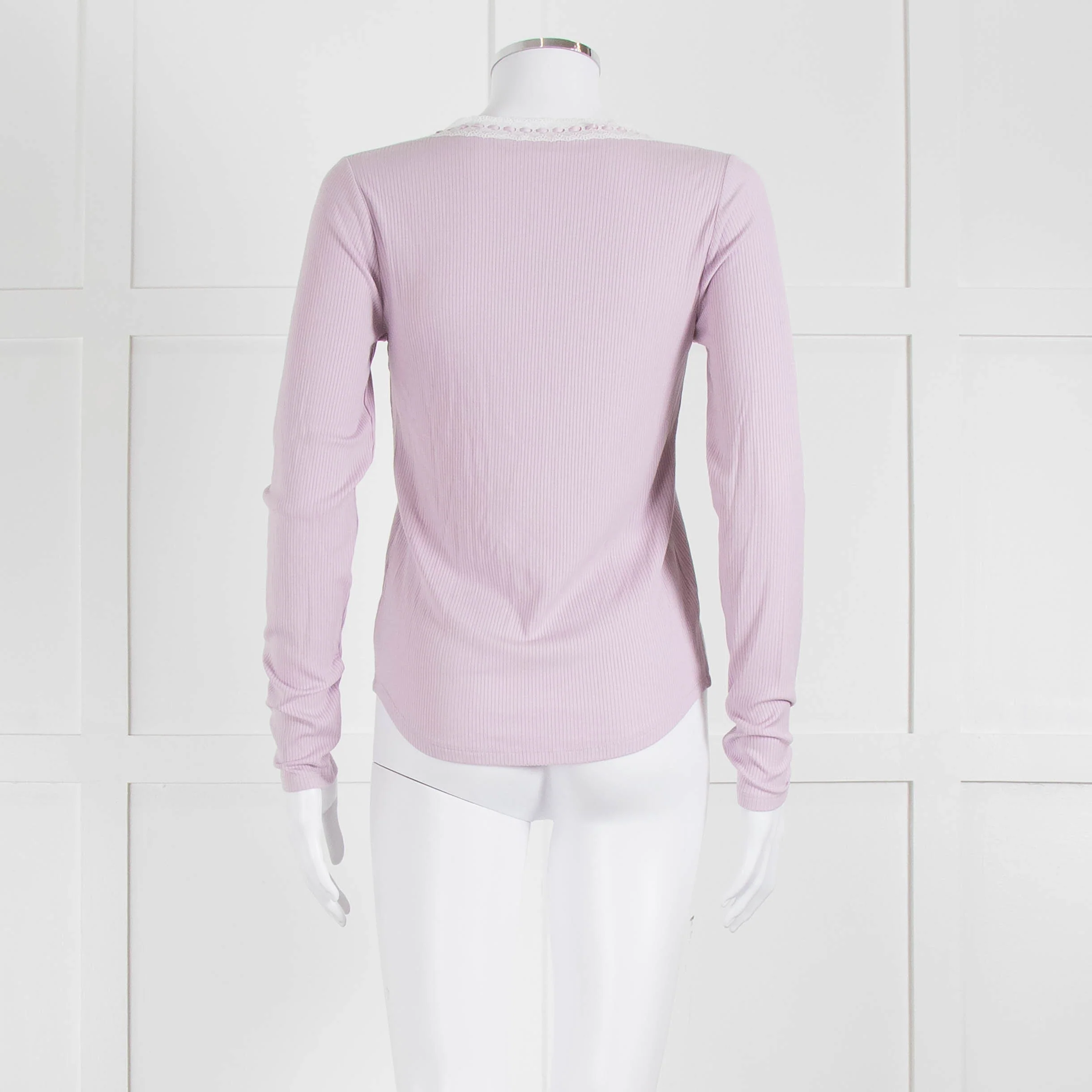 Wilfred Lilac Button Top With Ribbon Tie Neck - Image 5