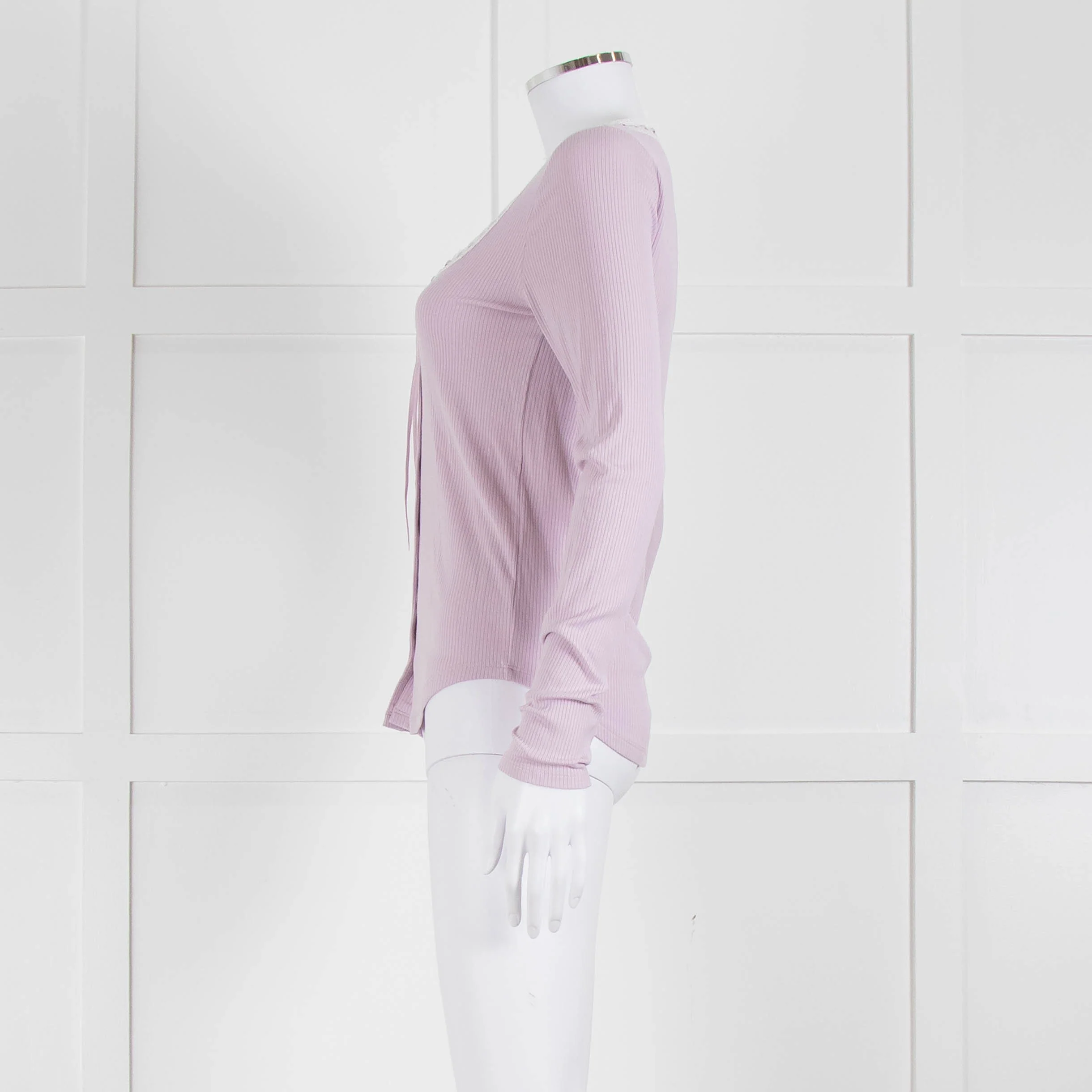 Wilfred Lilac Button Top With Ribbon Tie Neck - Image 7