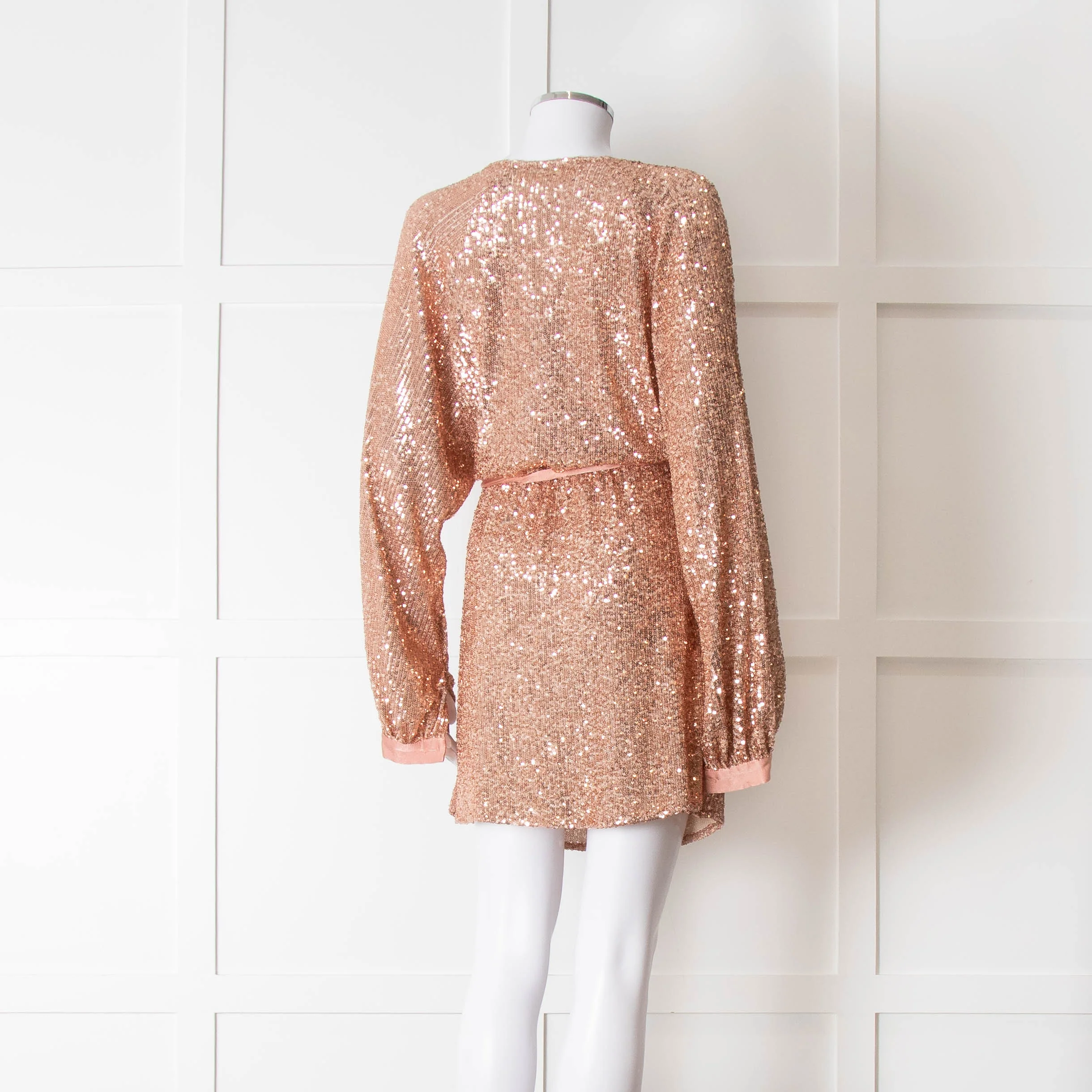 Winona Pink Sequin Dress With Long Sleeves & Belt - Image 4