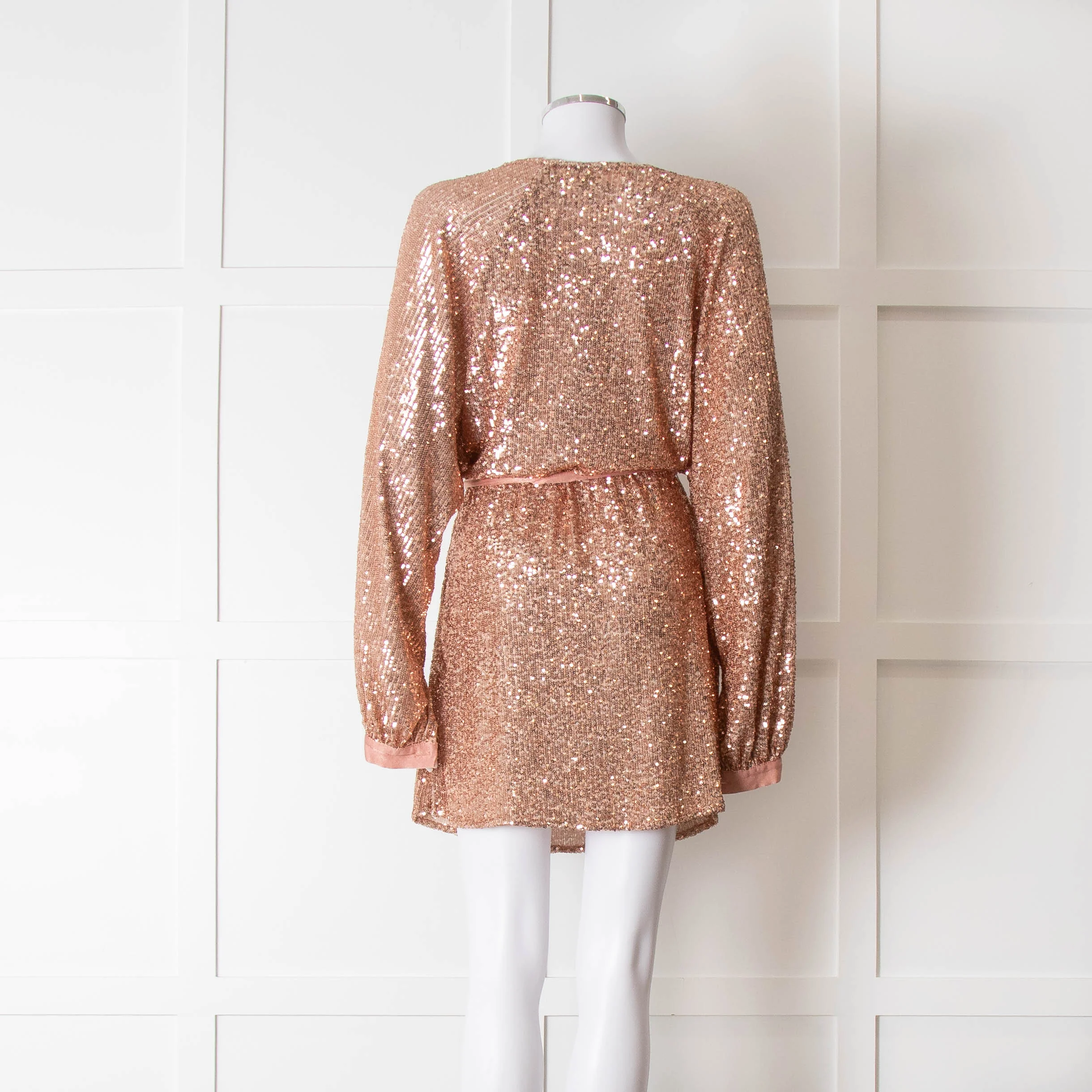 Winona Pink Sequin Dress With Long Sleeves & Belt - Image 5