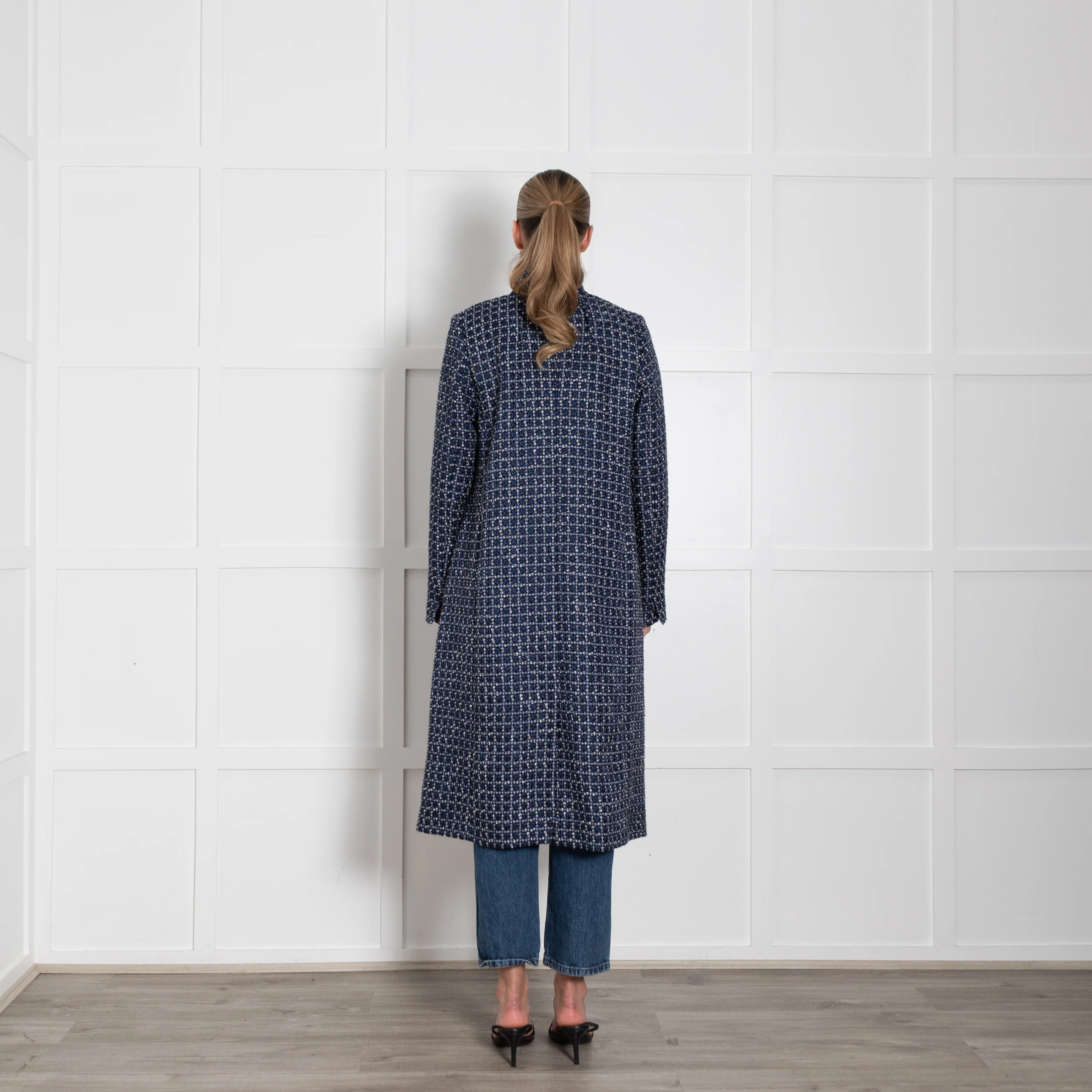 Winser London Blue White Tweed Shimmer Coat - Image 5