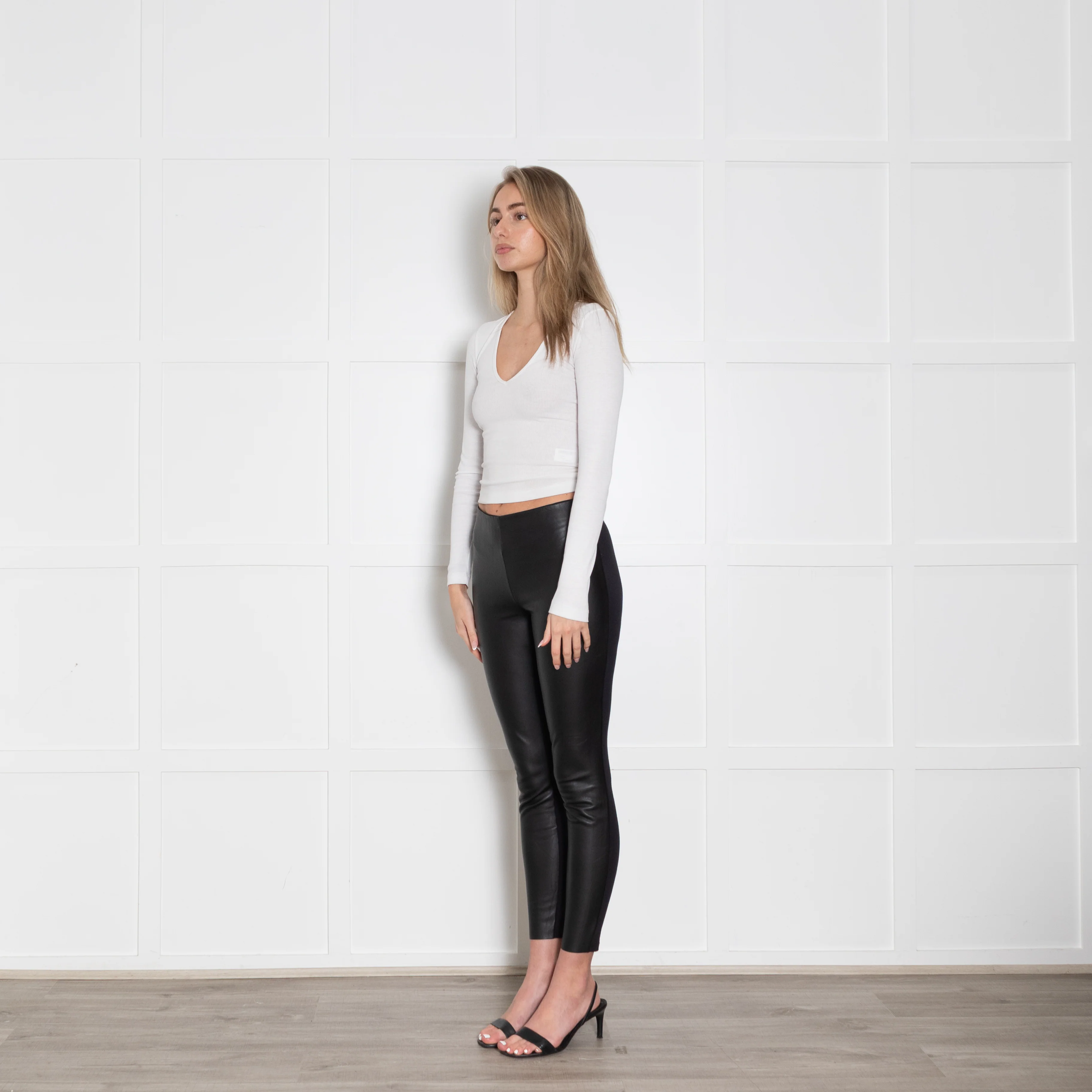 Wolford Split Panelled Faux Leather and Jersey Leggings - Image 3