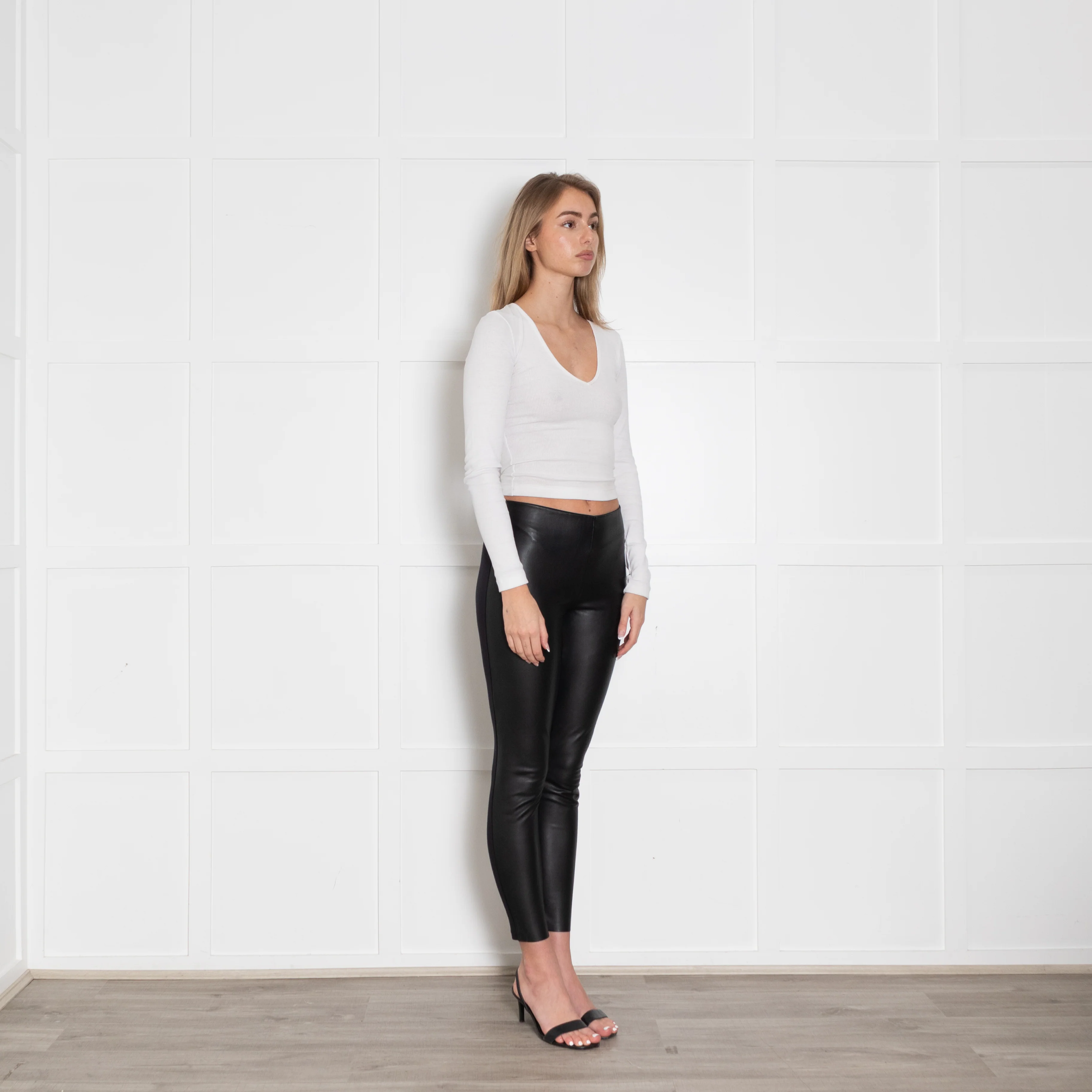 Wolford Split Panelled Faux Leather and Jersey Leggings - Image 7
