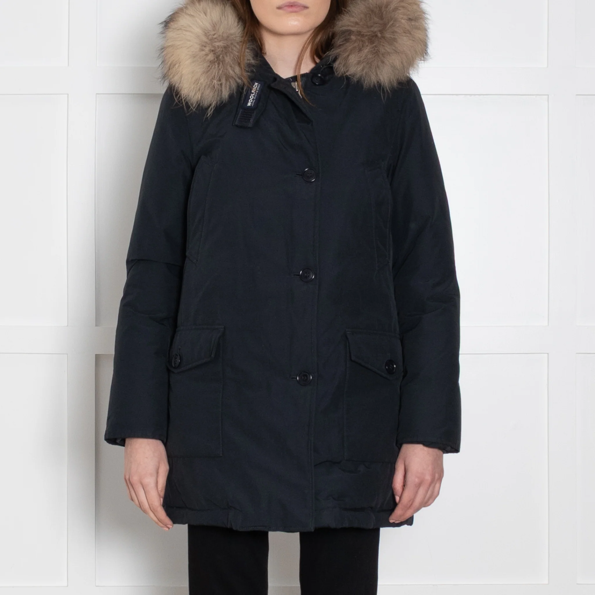 Woolrich Blue Jacket With Fur Edged Non Detachable Hood - Image 2