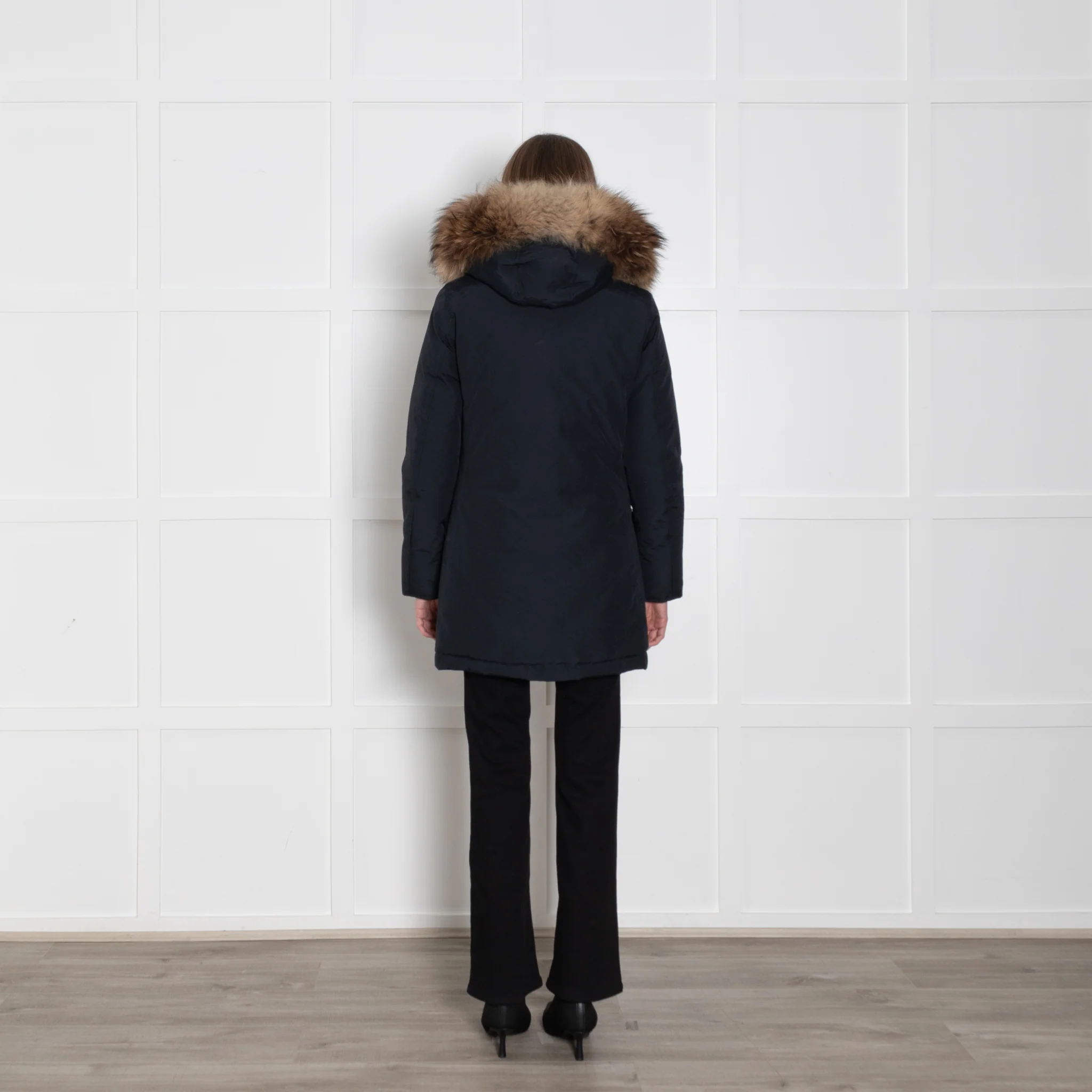 Woolrich Blue Jacket With Fur Edged Non Detachable Hood - Image 5