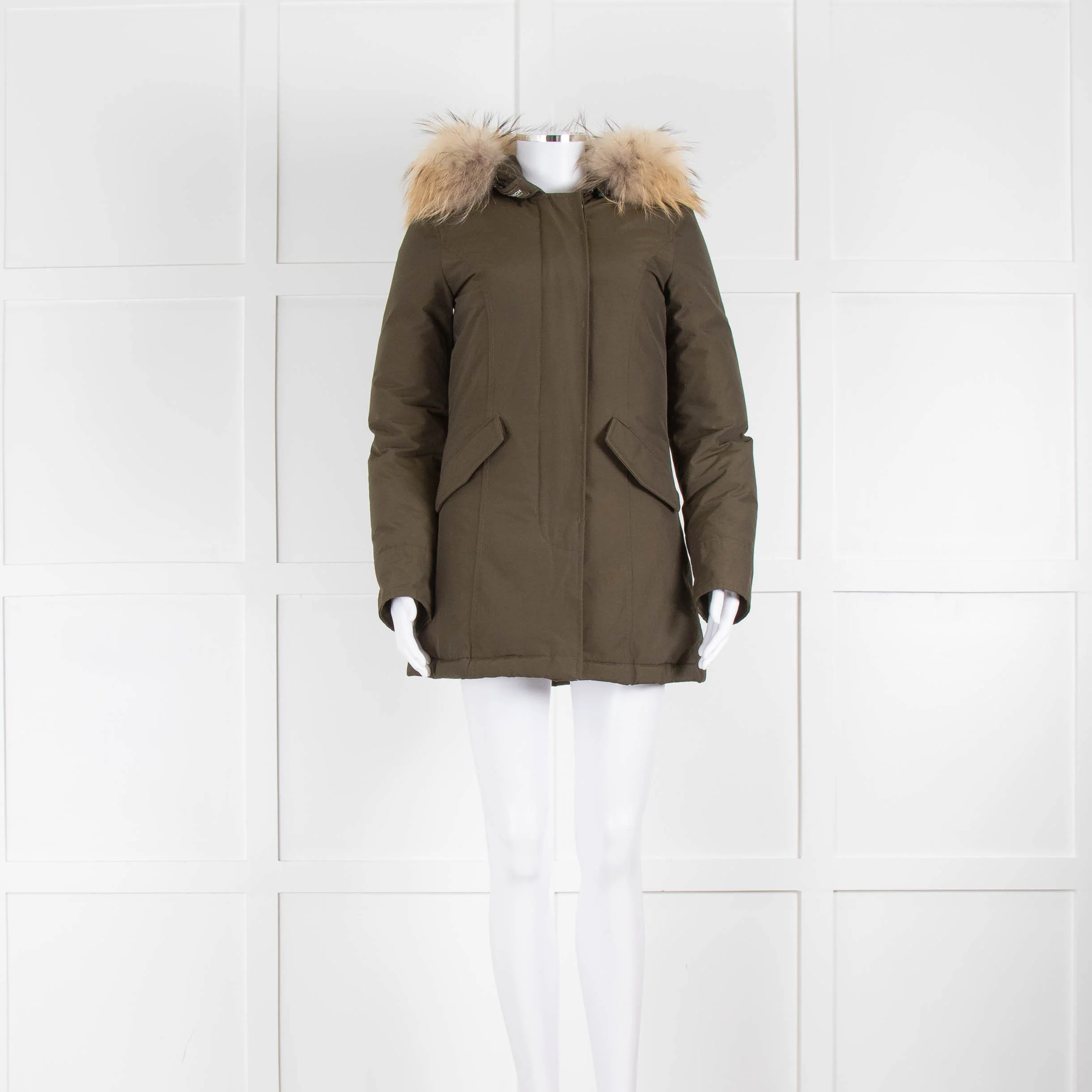 Woolrich Khaki Padded Fur Hooded Parka