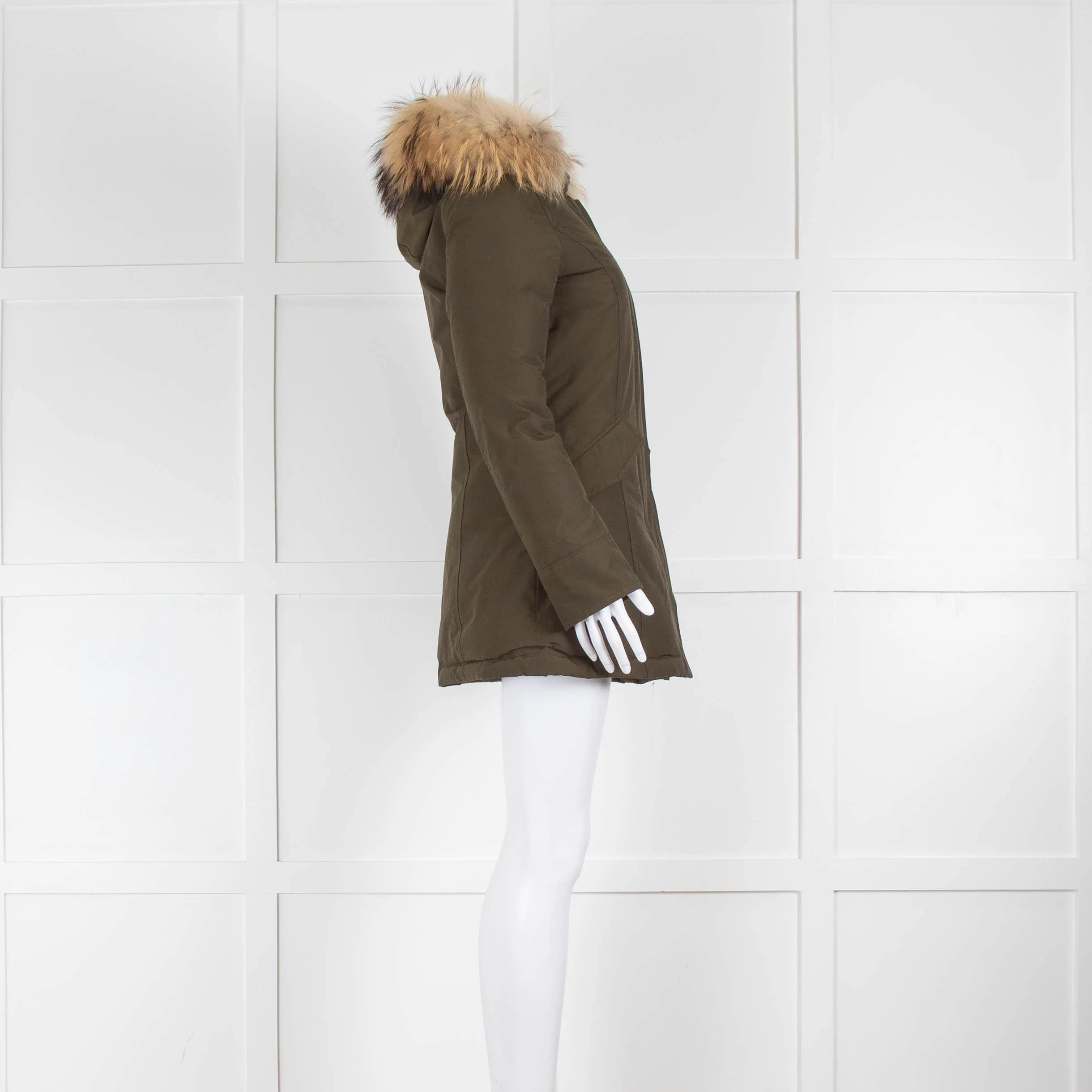 Woolrich Khaki Padded Fur Hooded Parka - Image 2