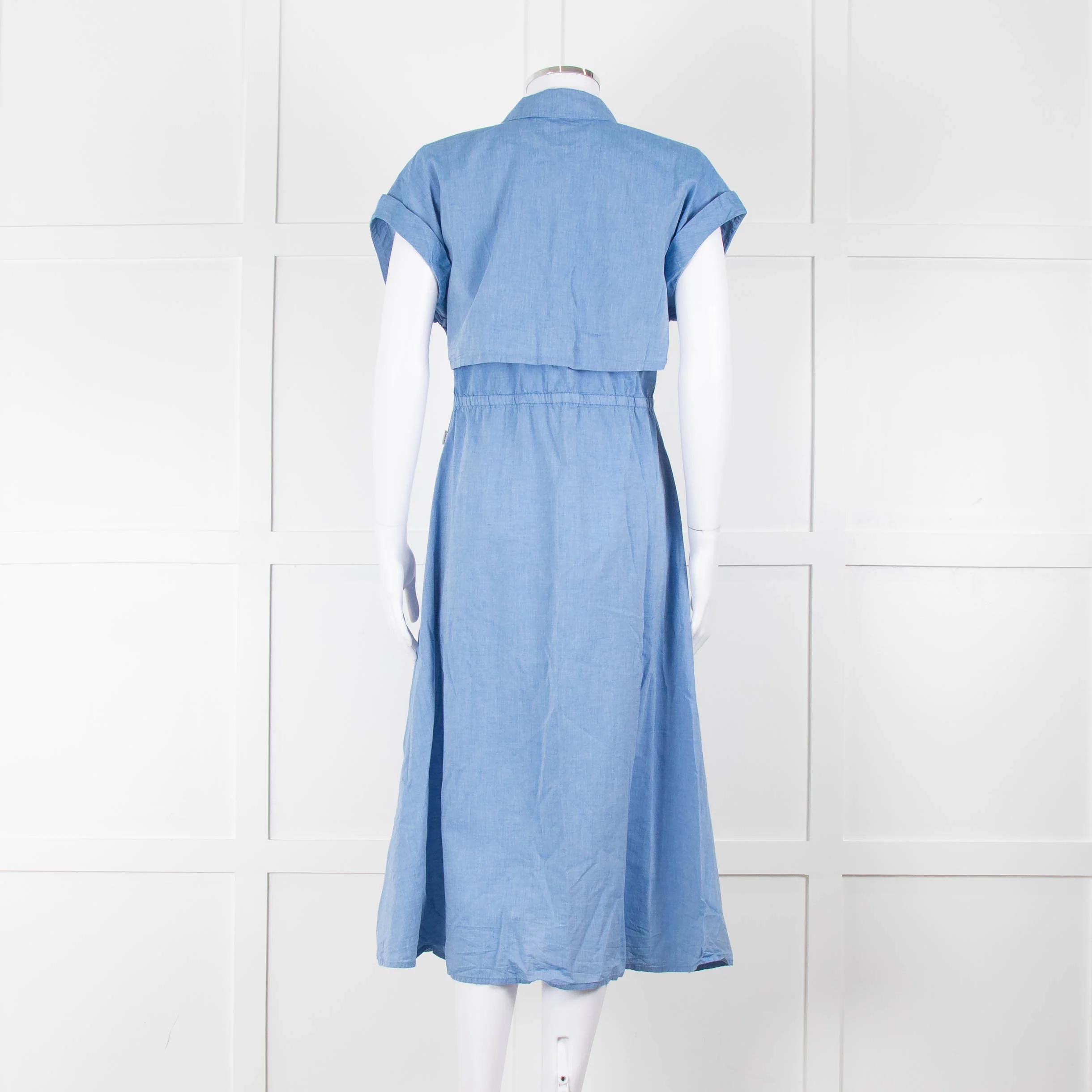 Woolrich Pale Blue Cotton Short Sleeve Dress With Button Front - Image 5