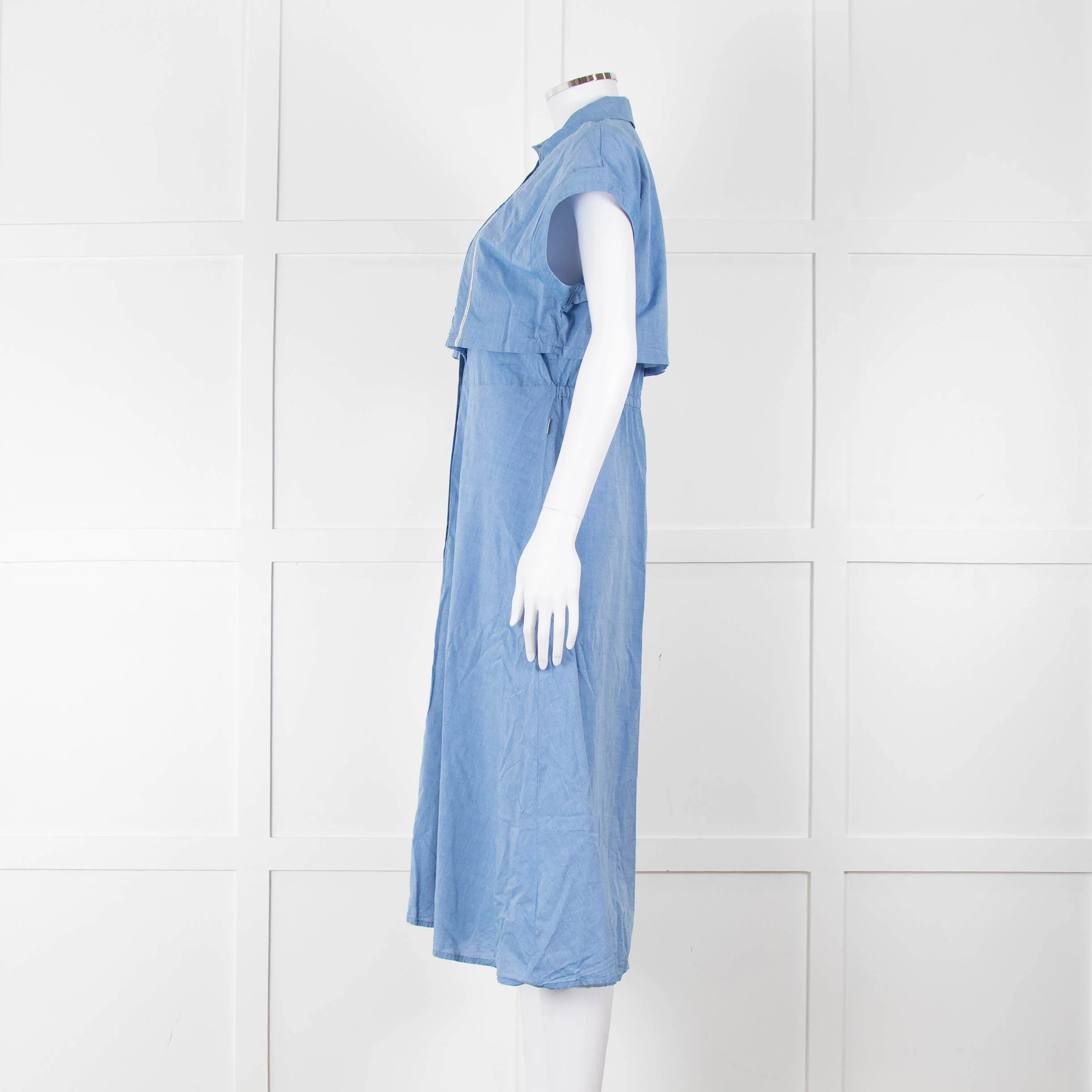 Woolrich Pale Blue Cotton Short Sleeve Dress With Button Front - Image 7