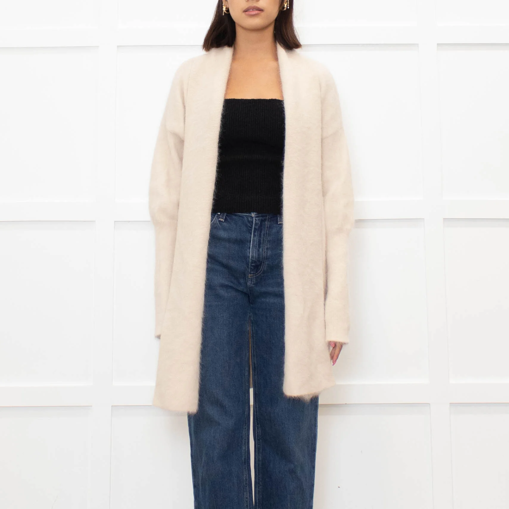 World of Nomads Beige Cashmere/Angora Mix Long Cardigan - Image 2