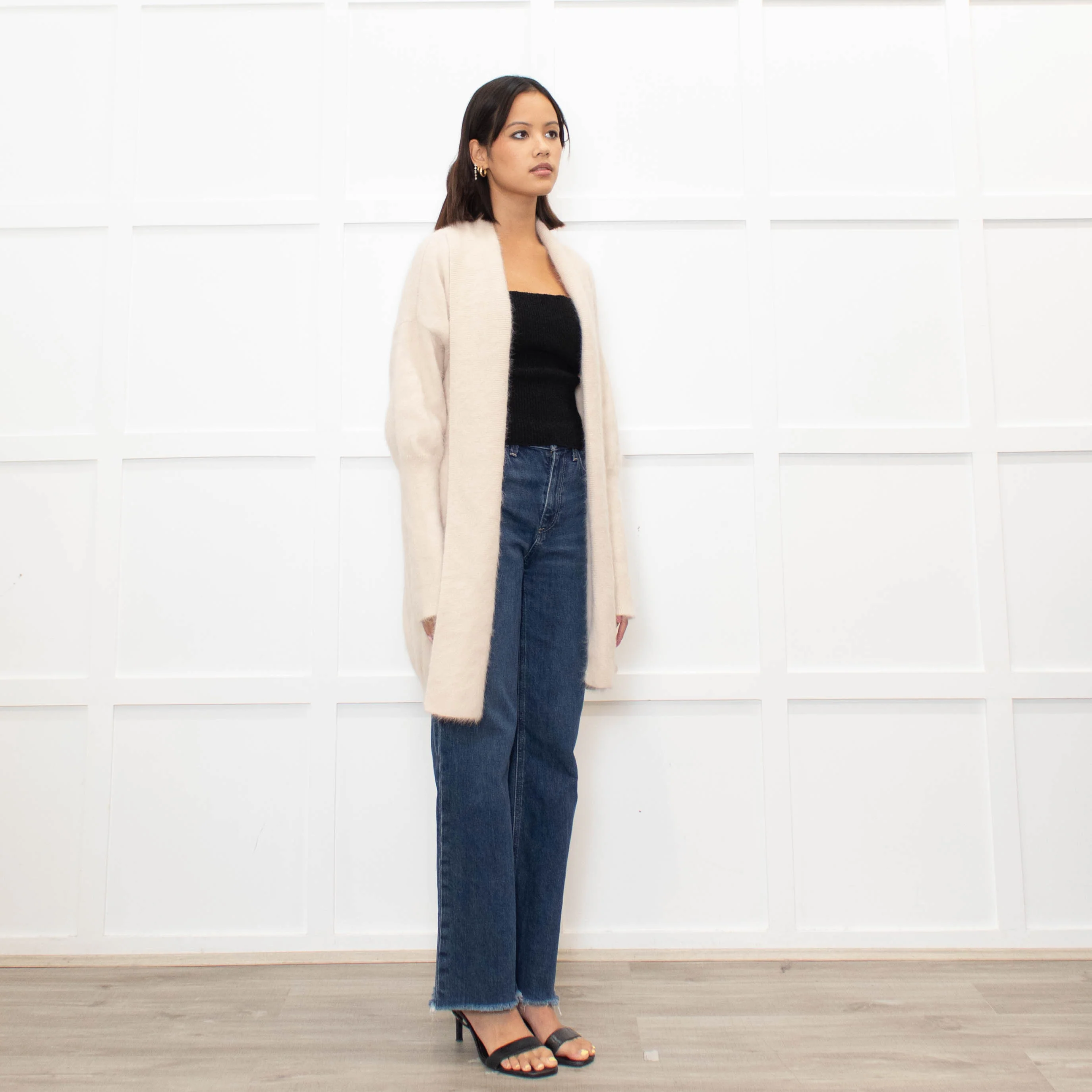World of Nomads Beige Cashmere/Angora Mix Long Cardigan - Image 3