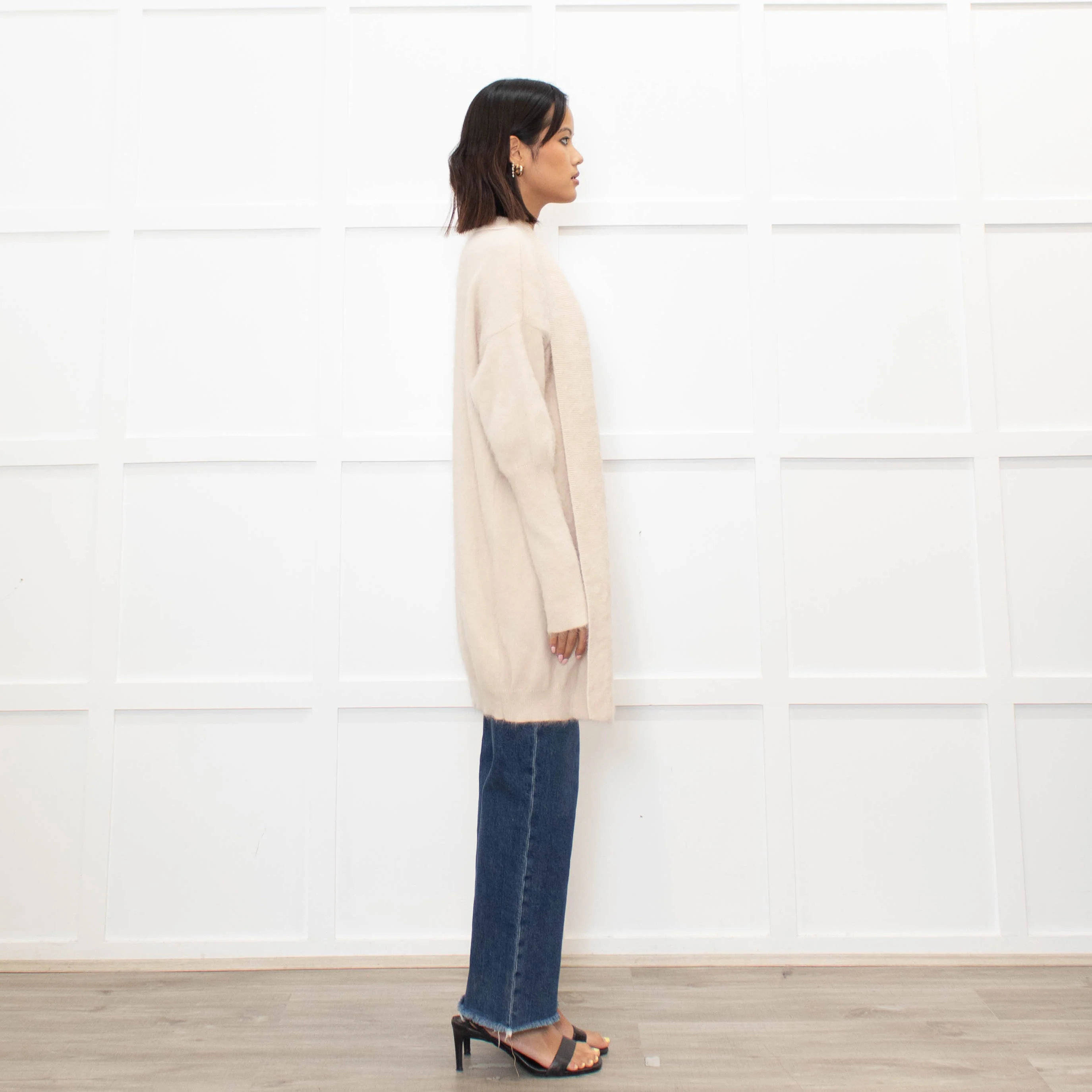 World of Nomads Beige Cashmere/Angora Mix Long Cardigan - Image 4