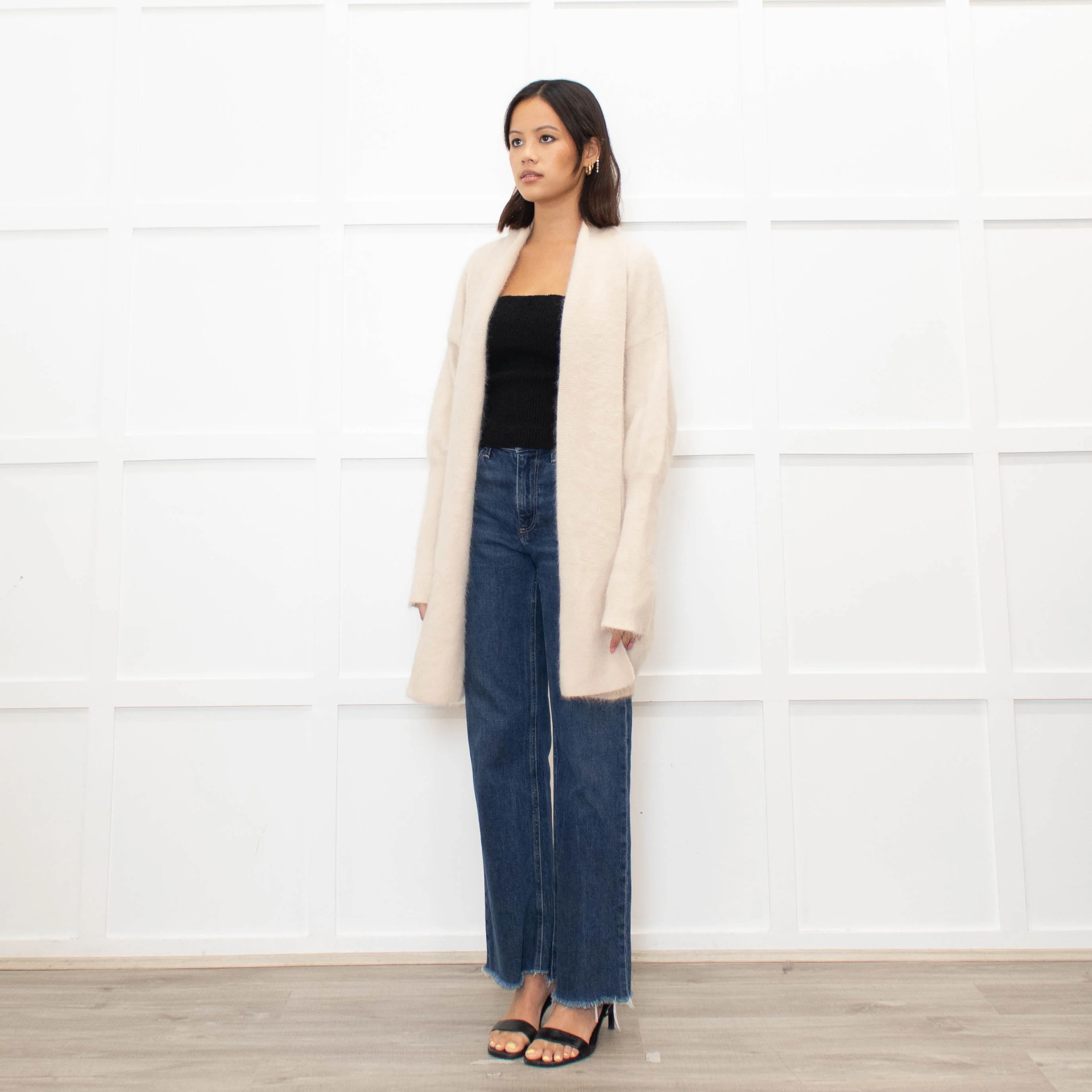 World of Nomads Beige Cashmere/Angora Mix Long Cardigan - Image 7