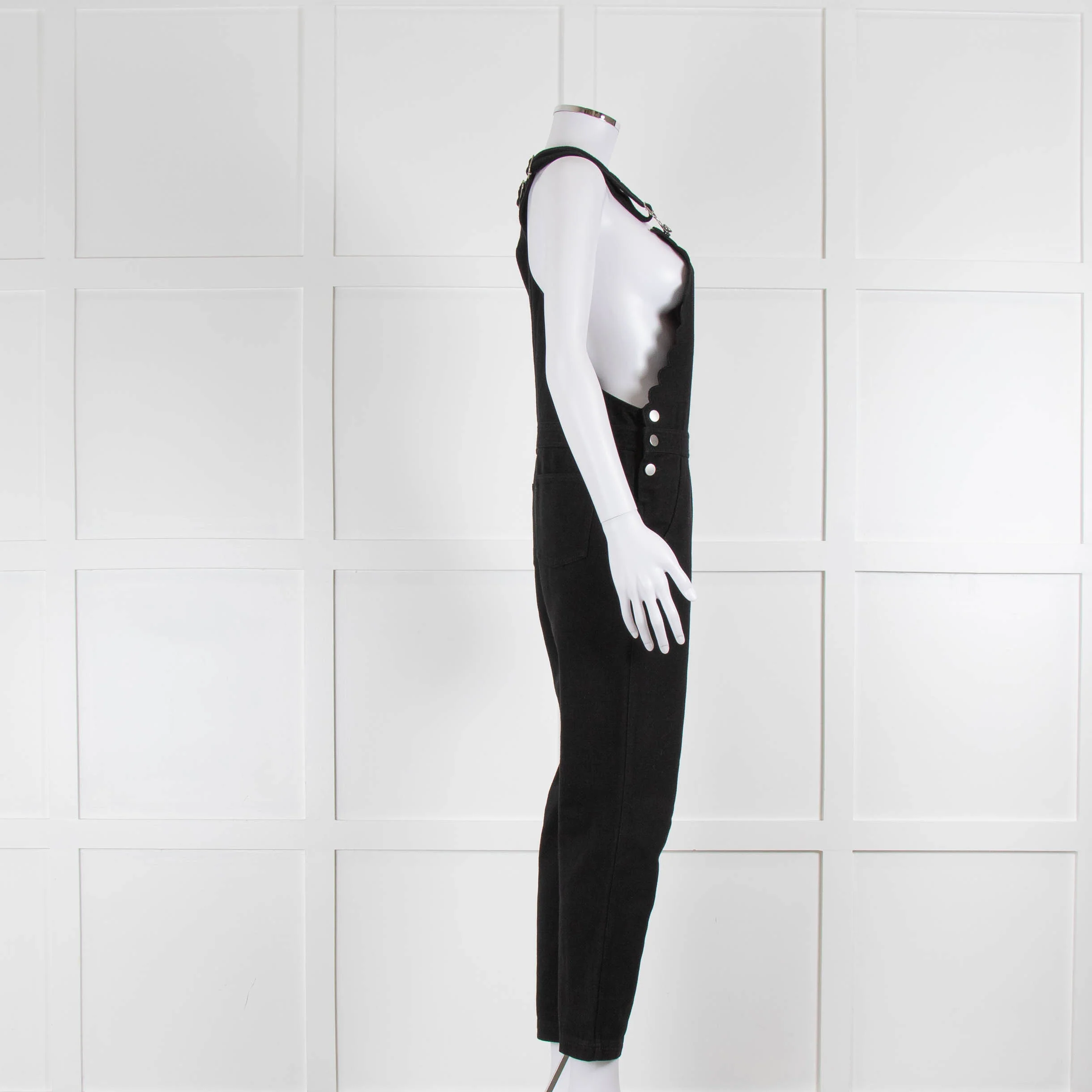Wyse Black Silver Button Dungarees - Image 2