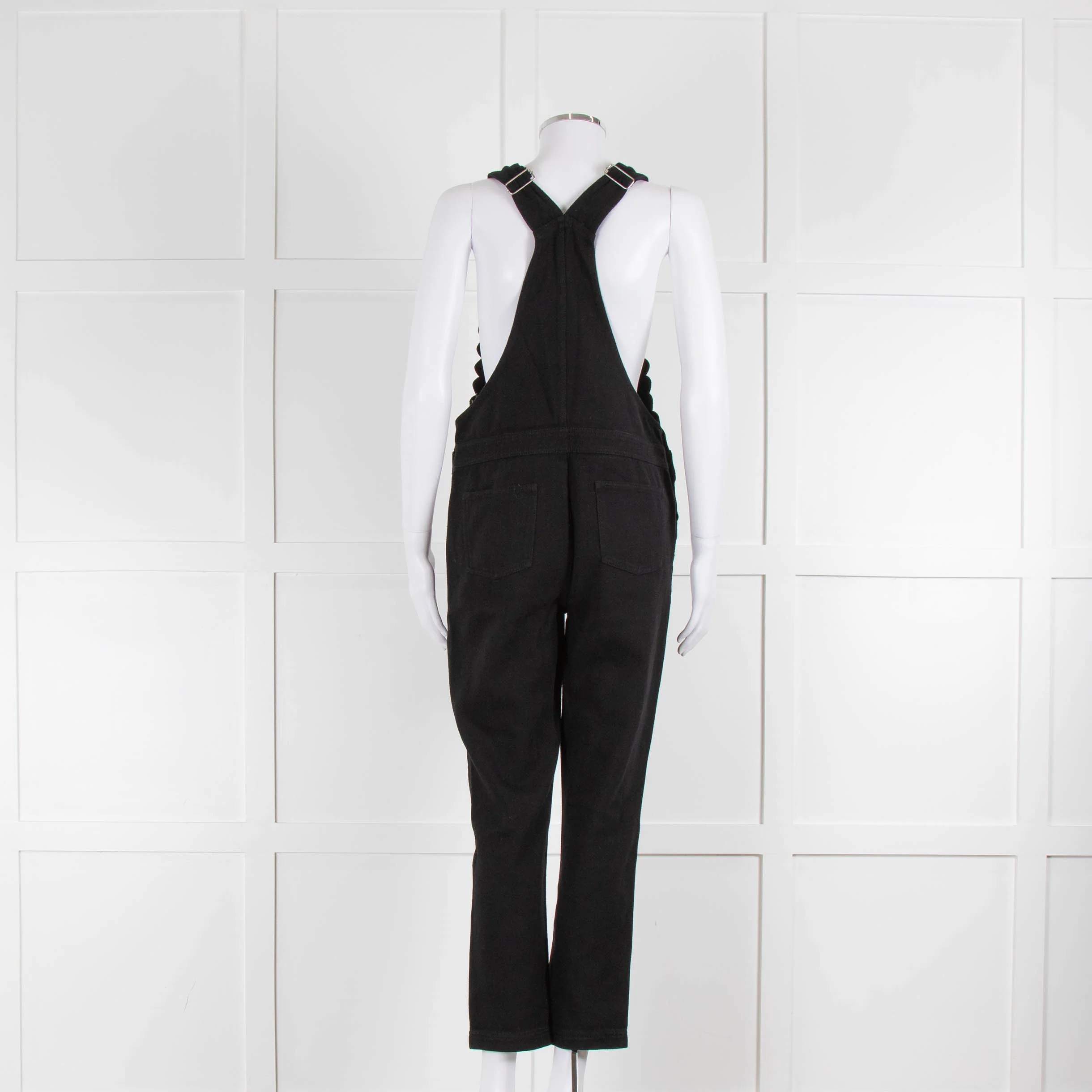 Wyse Black Silver Button Dungarees - Image 3