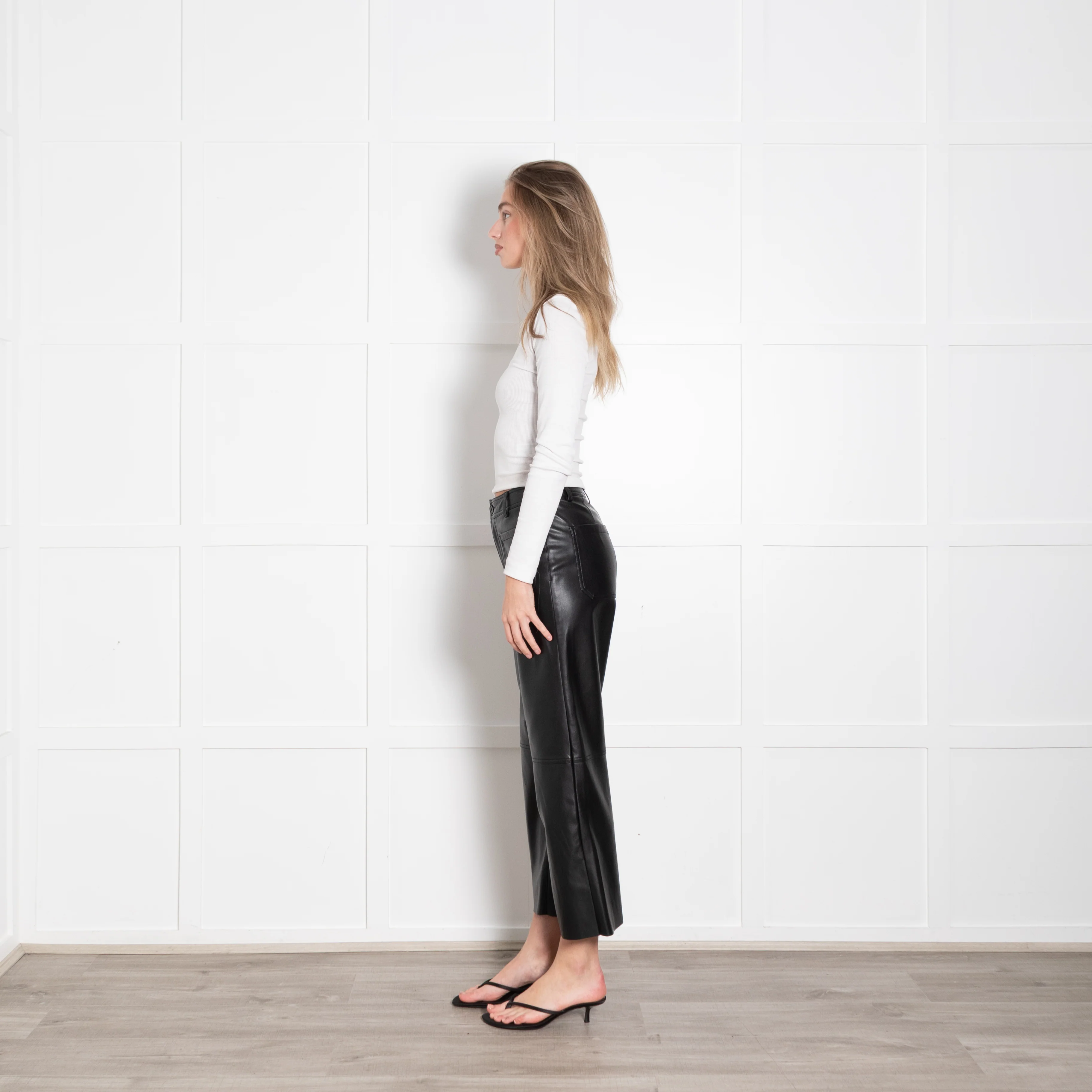 Wyse Black Faux Leather Straight Leg Trousers - Image 4