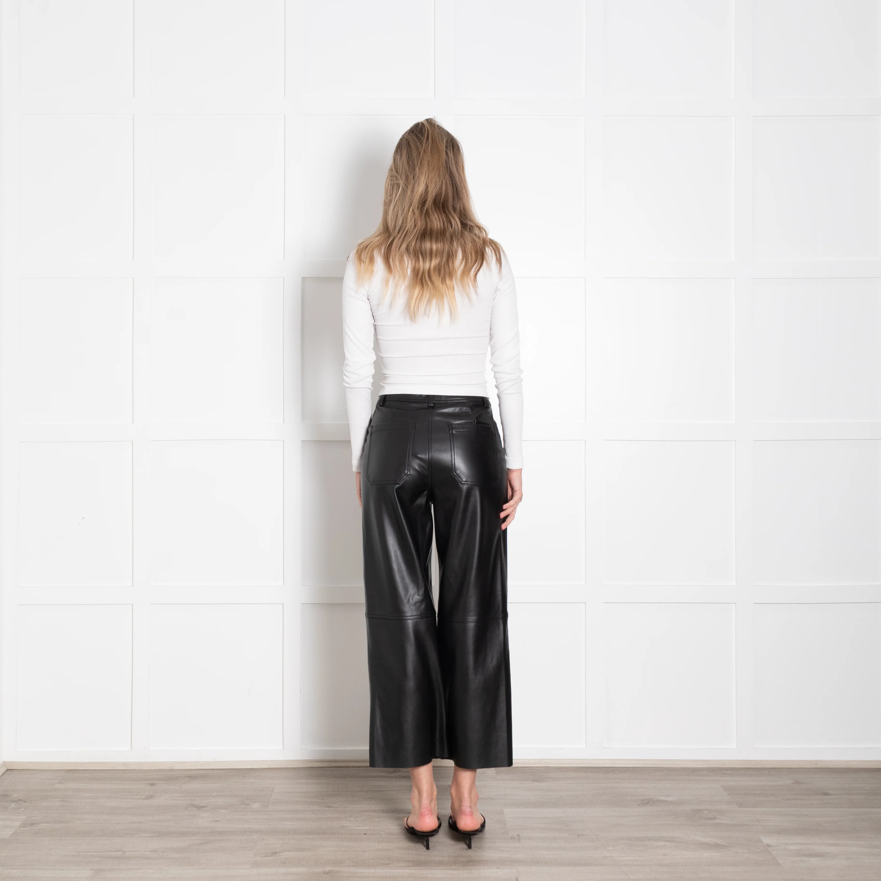 Wyse Black Faux Leather Straight Leg Trousers - Image 5