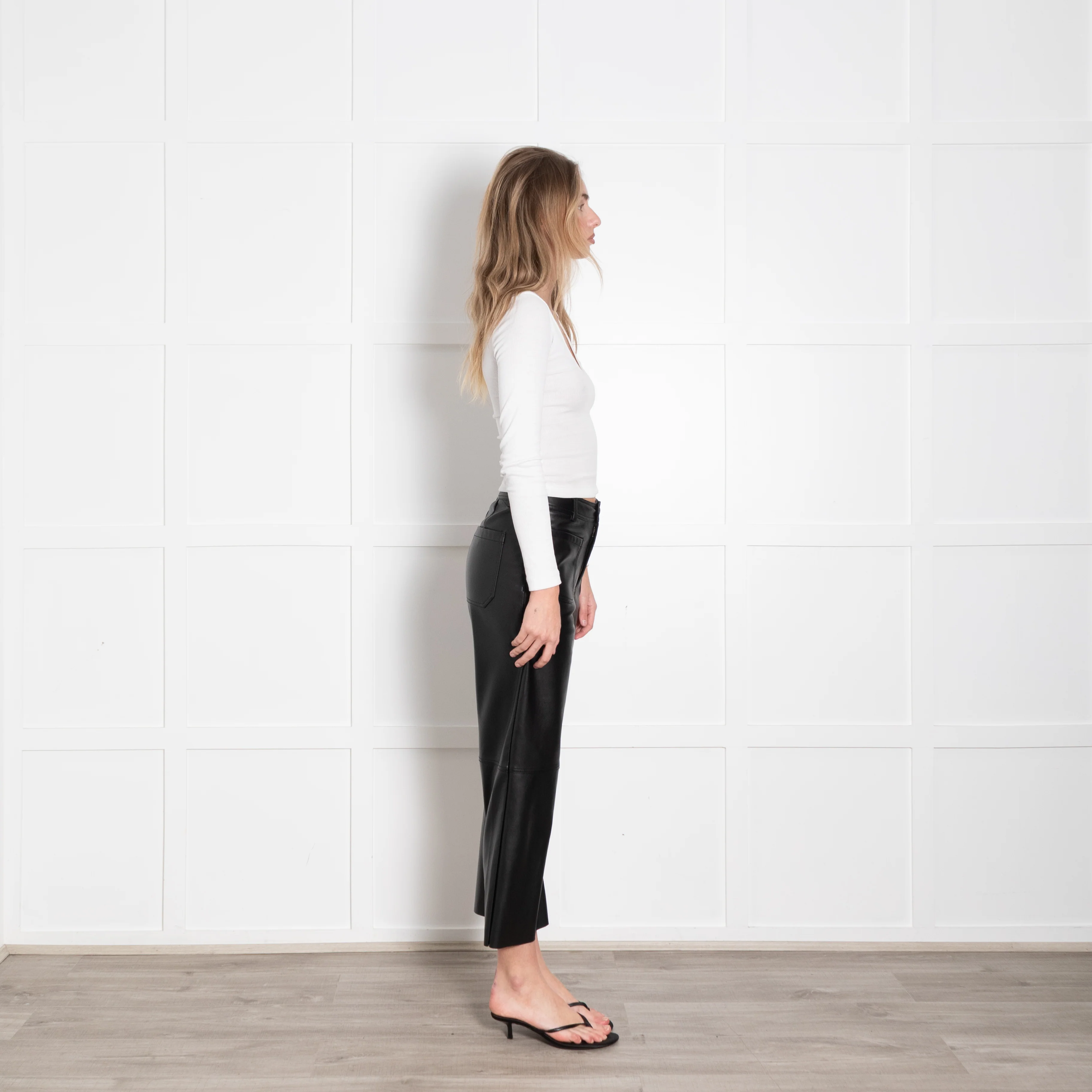 Wyse Black Faux Leather Straight Leg Trousers - Image 6