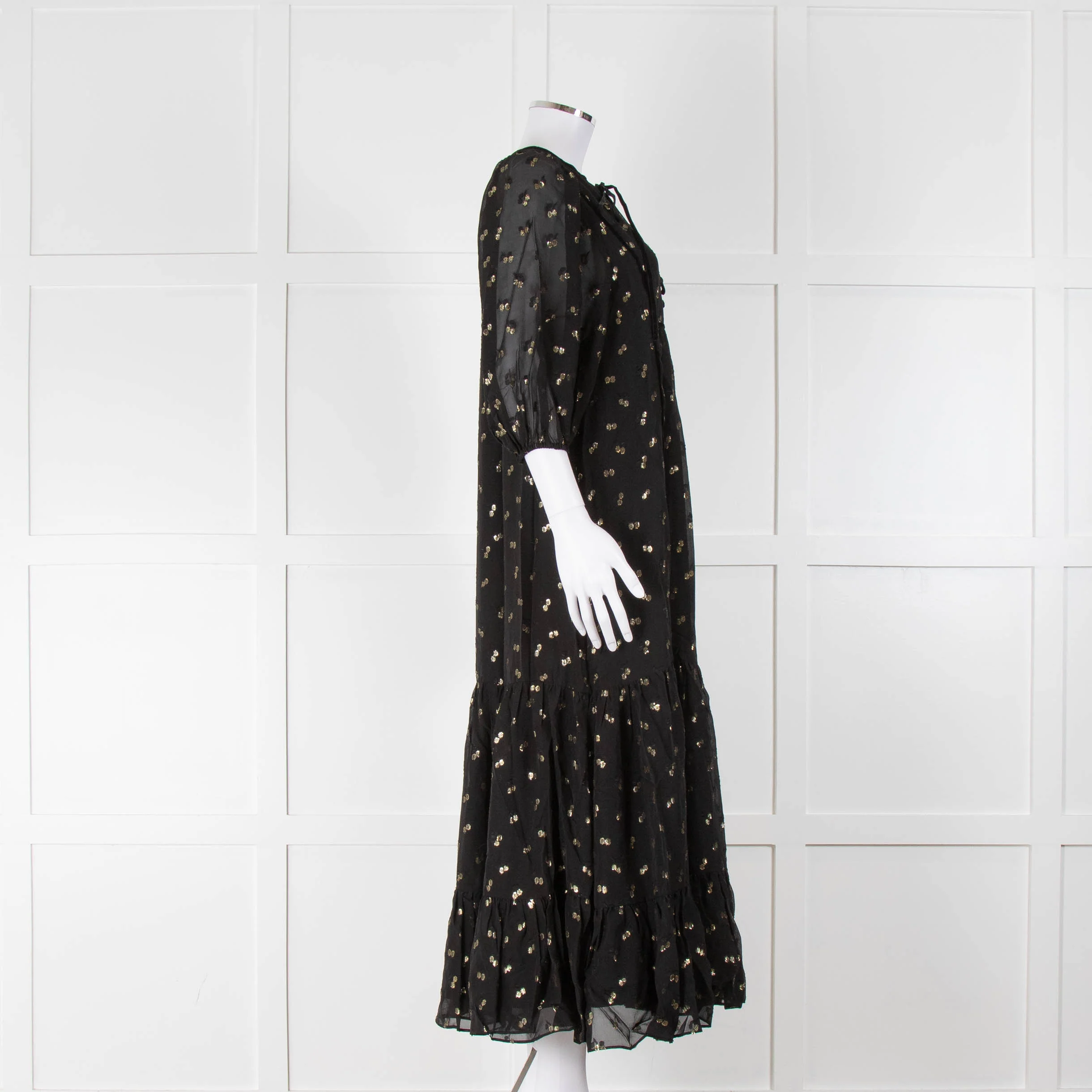 Wyse Black Gold Lurex Spot Maxi Dress - Image 2