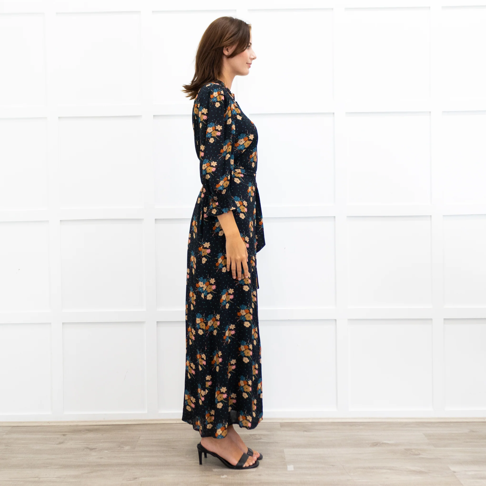 Wyse Black Lisette Floral Belted Shirt Dress - Image 5