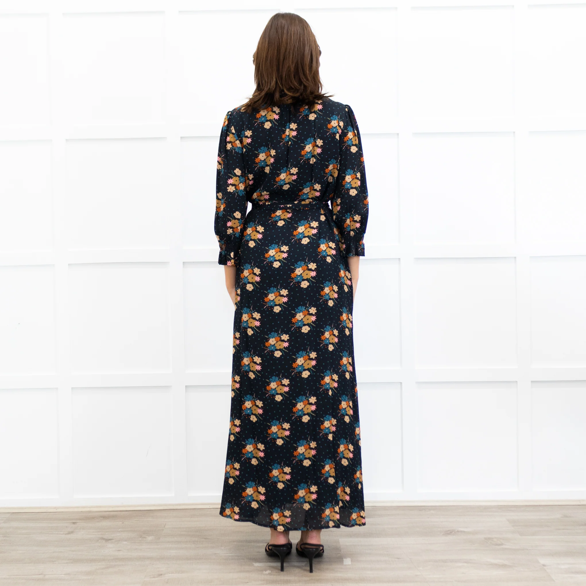 Wyse Black Lisette Floral Belted Shirt Dress - Image 6