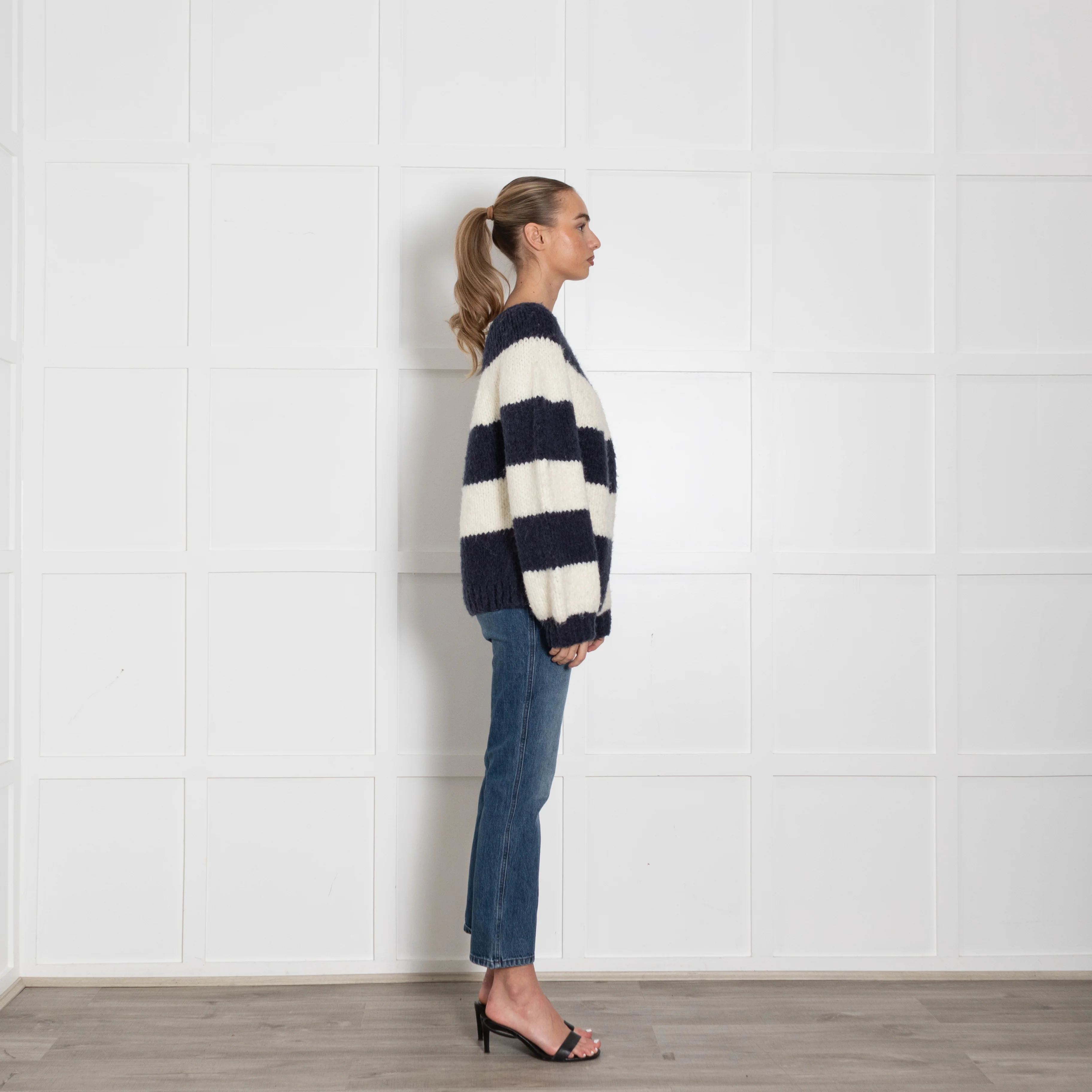 Wyse Blue Cream Wool Blend Chunky Jumper - Image 6