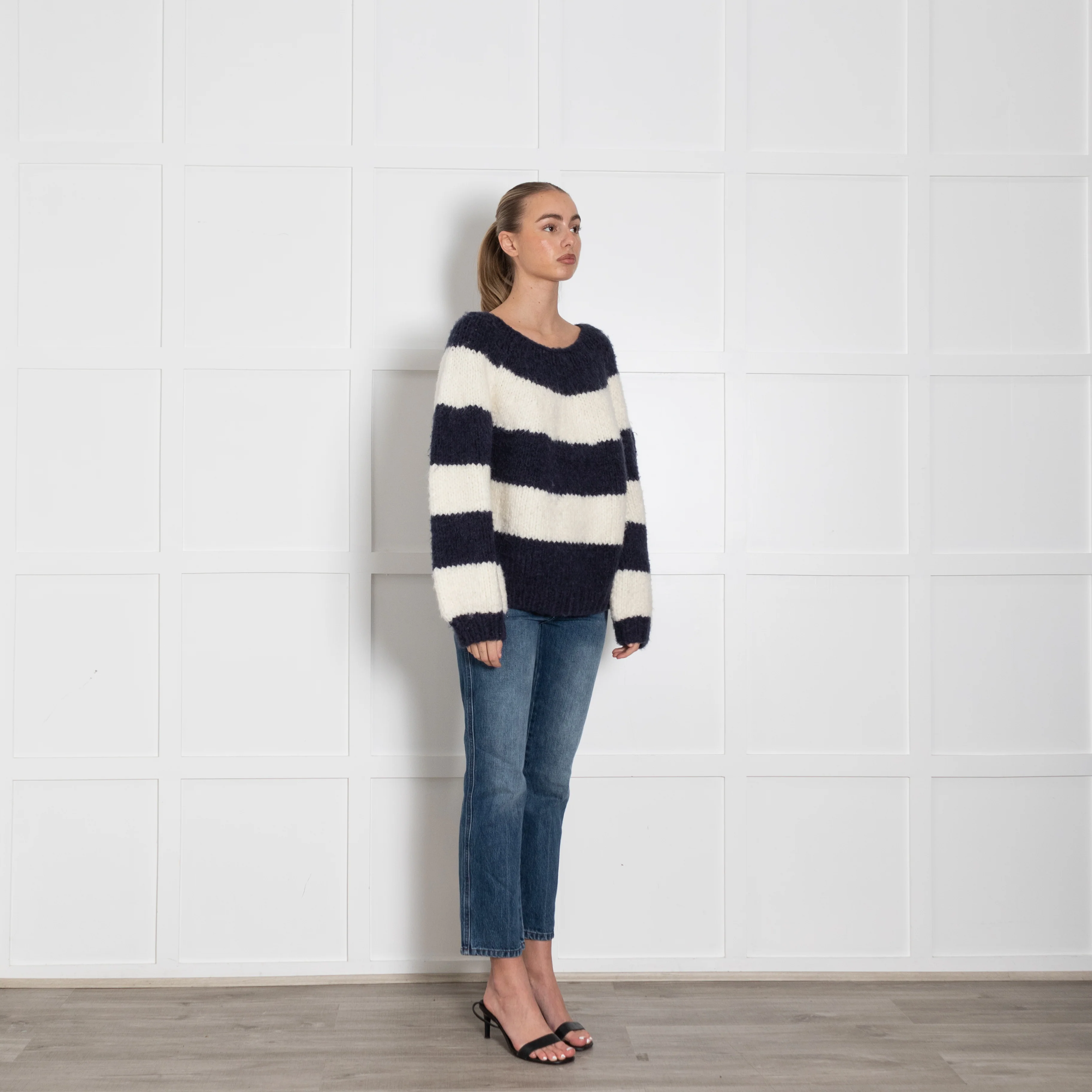Wyse Blue Cream Wool Blend Chunky Jumper - Image 7