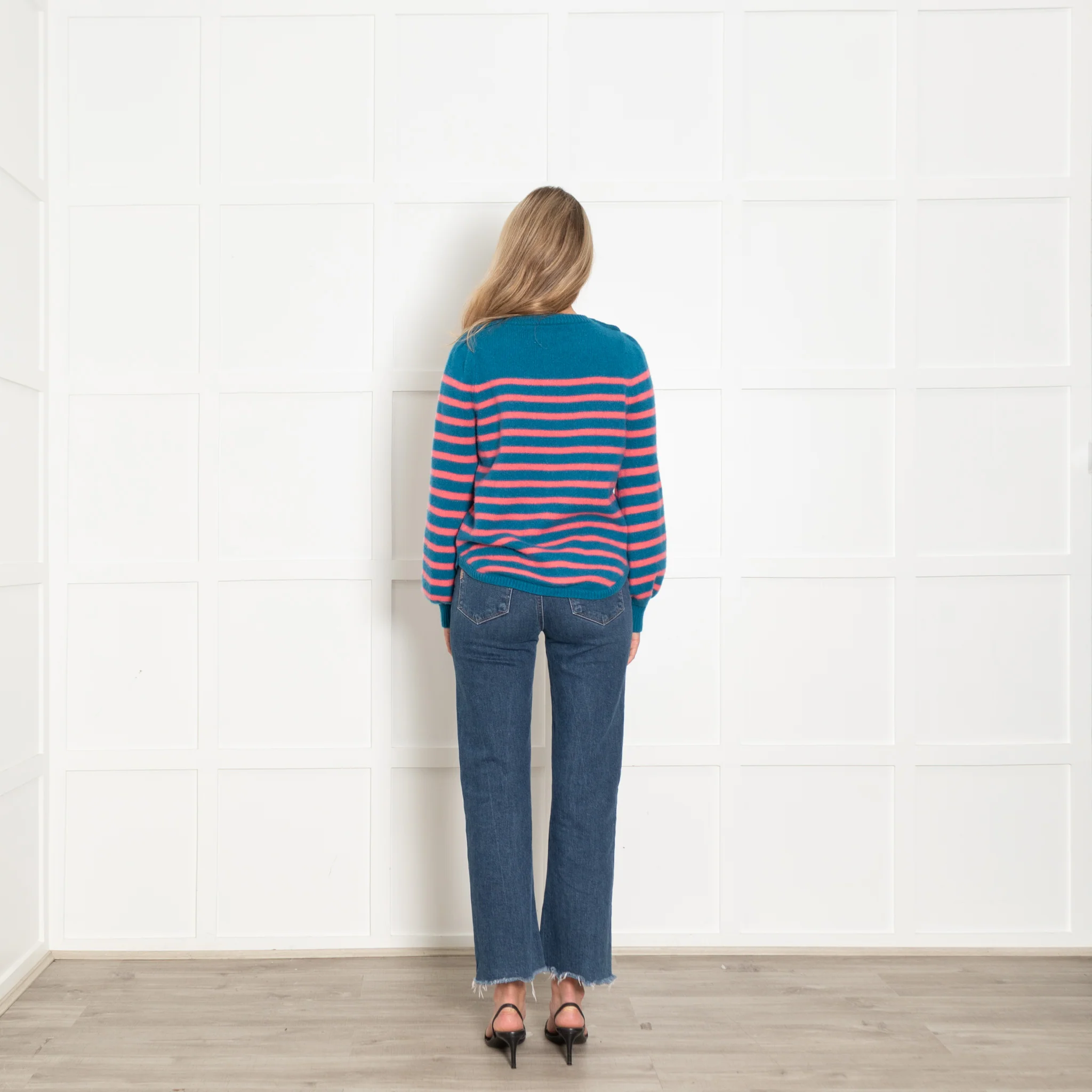 Wyse Blue Pink Striped Cashmere Jumper - Image 5