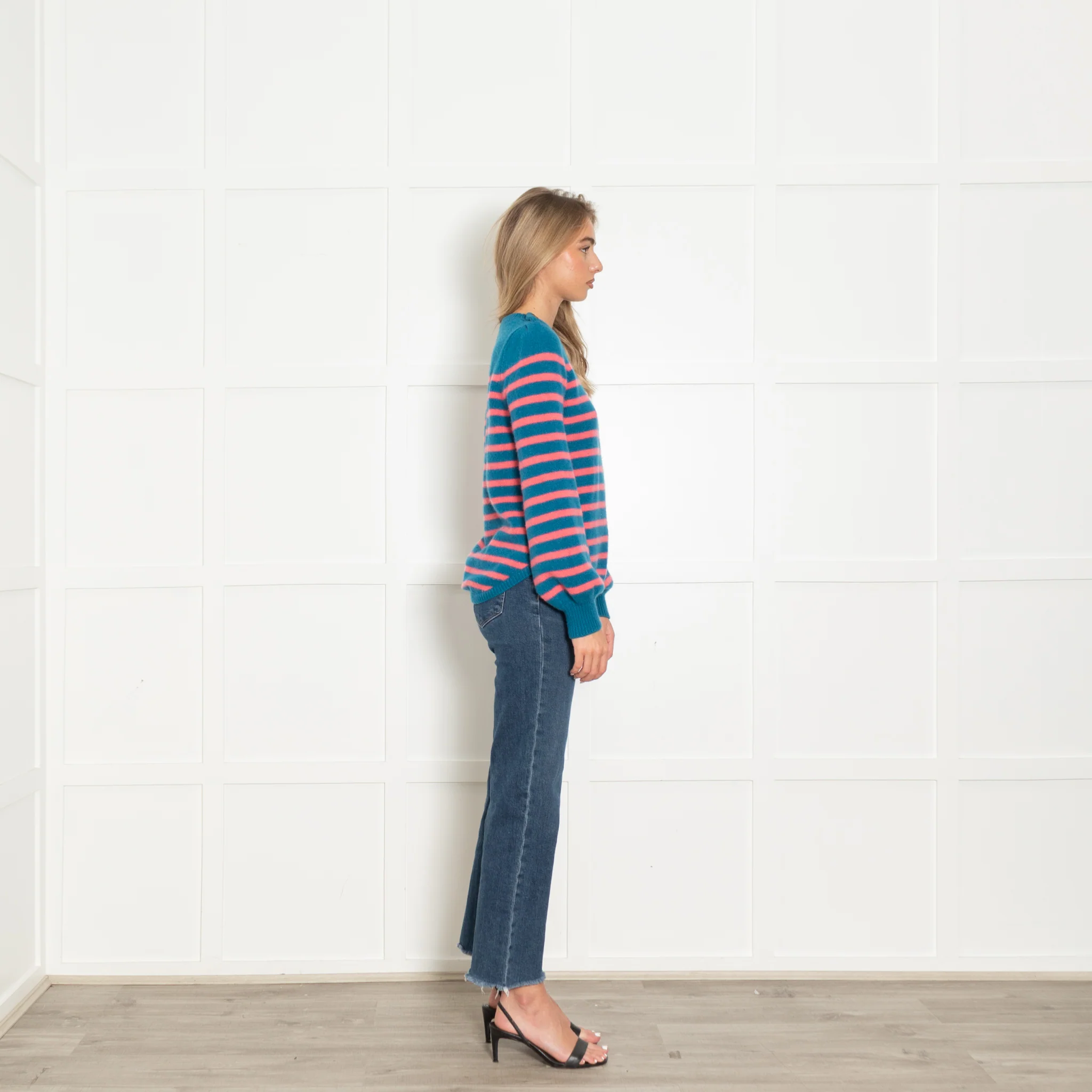 Wyse Blue Pink Striped Cashmere Jumper - Image 6