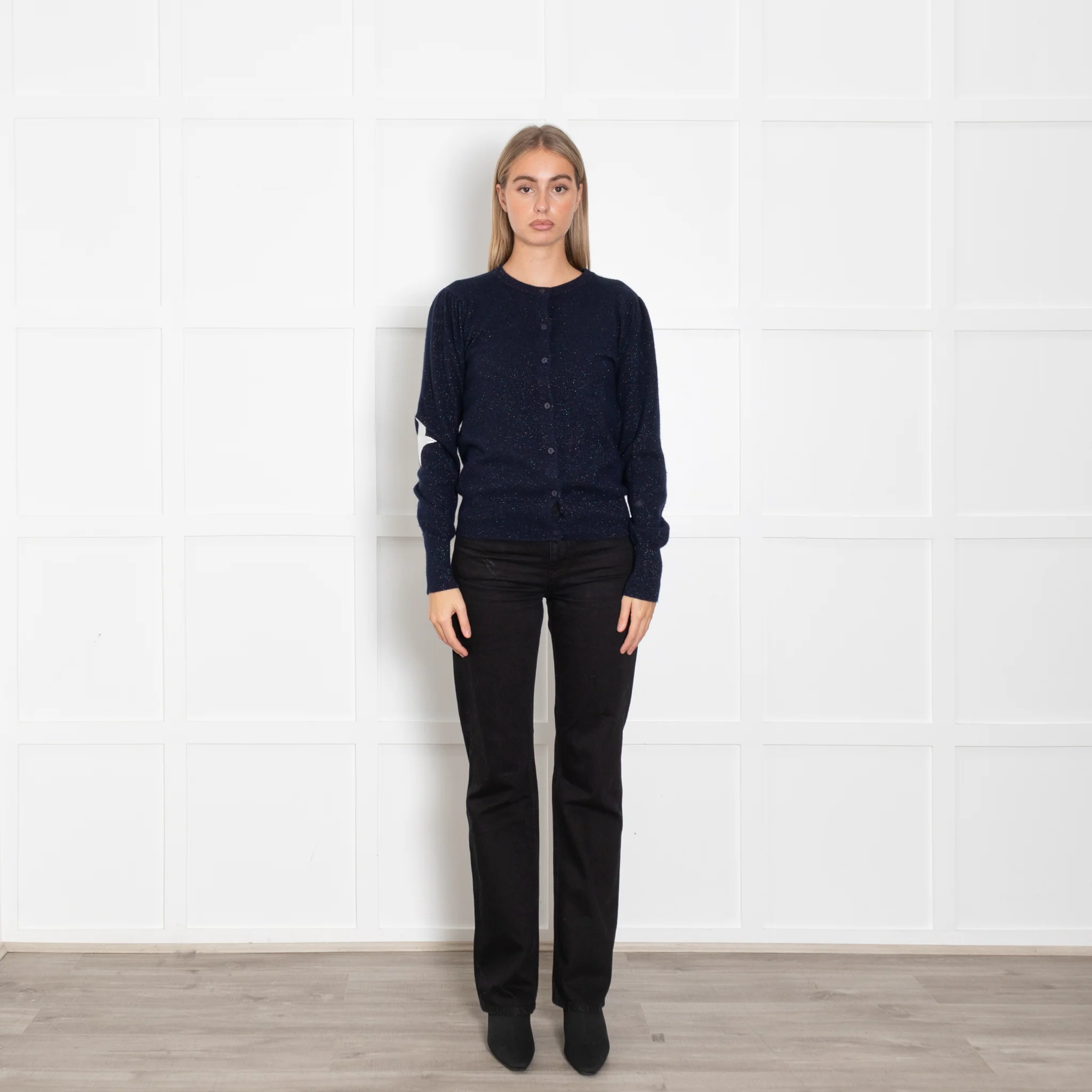 Wyse Blue Sparkle Cardigan With Star Elbow