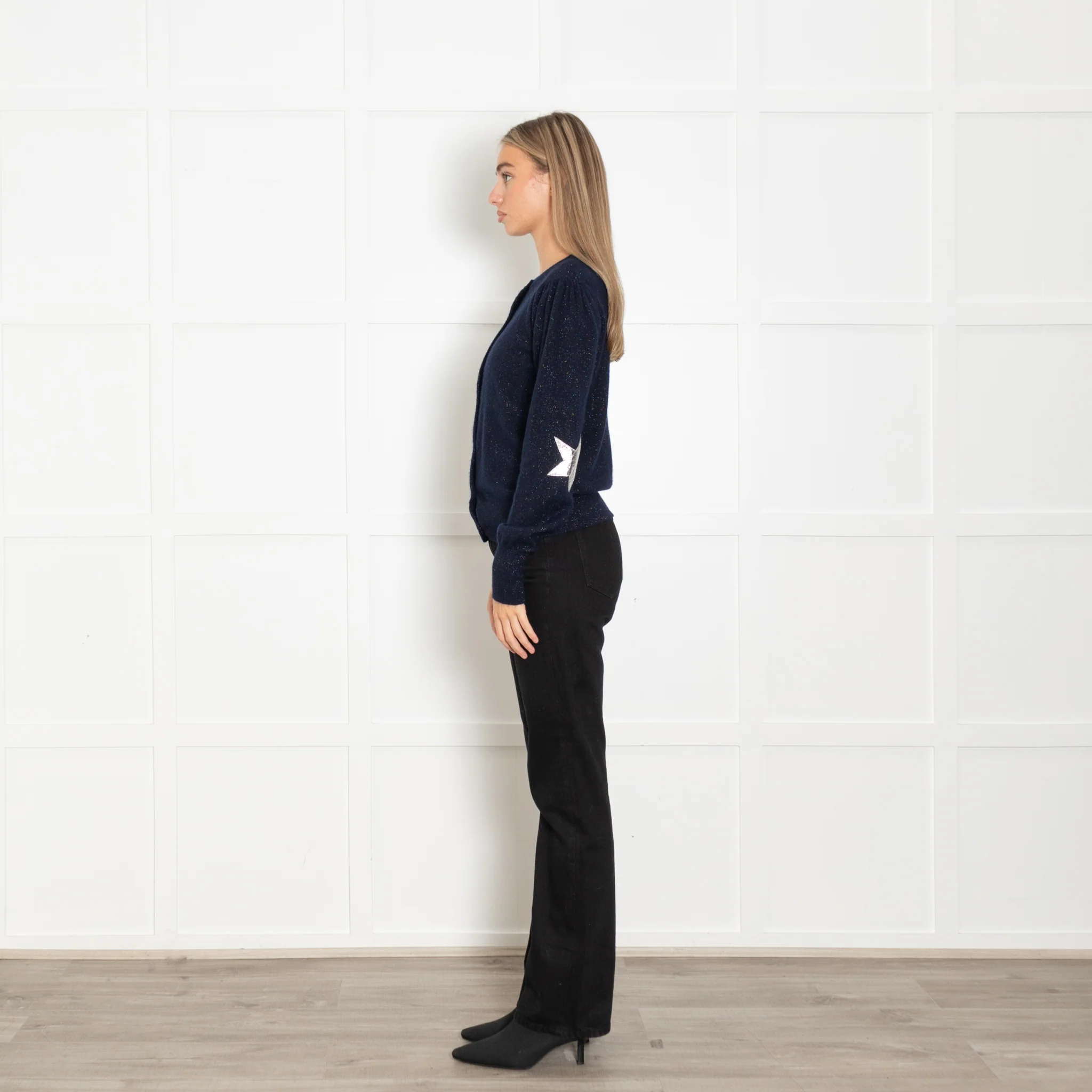 Wyse Blue Sparkle Cardigan With Star Elbow - Image 4