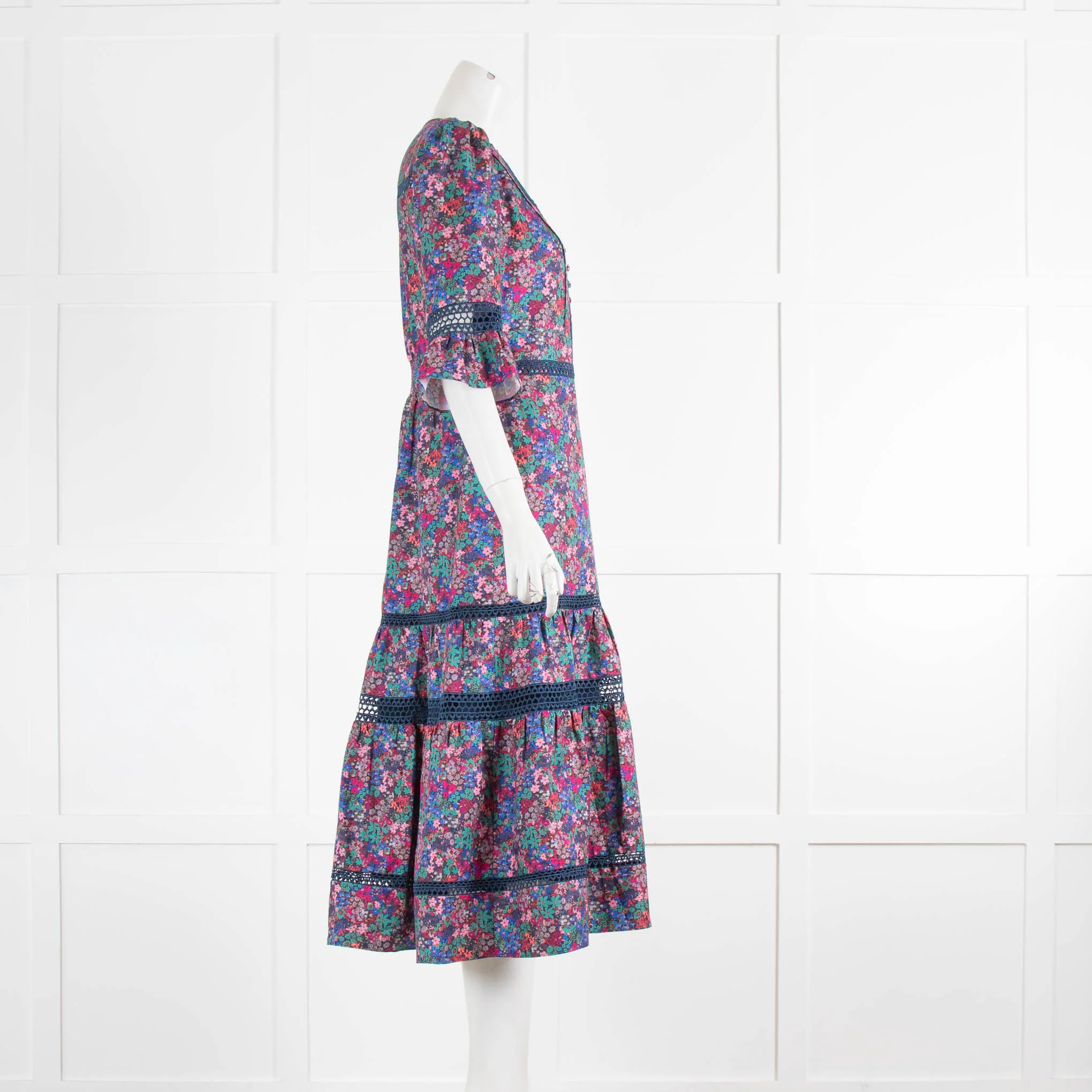 Wyse Coralie Plum Floral Silk Mix Dress - Image 2