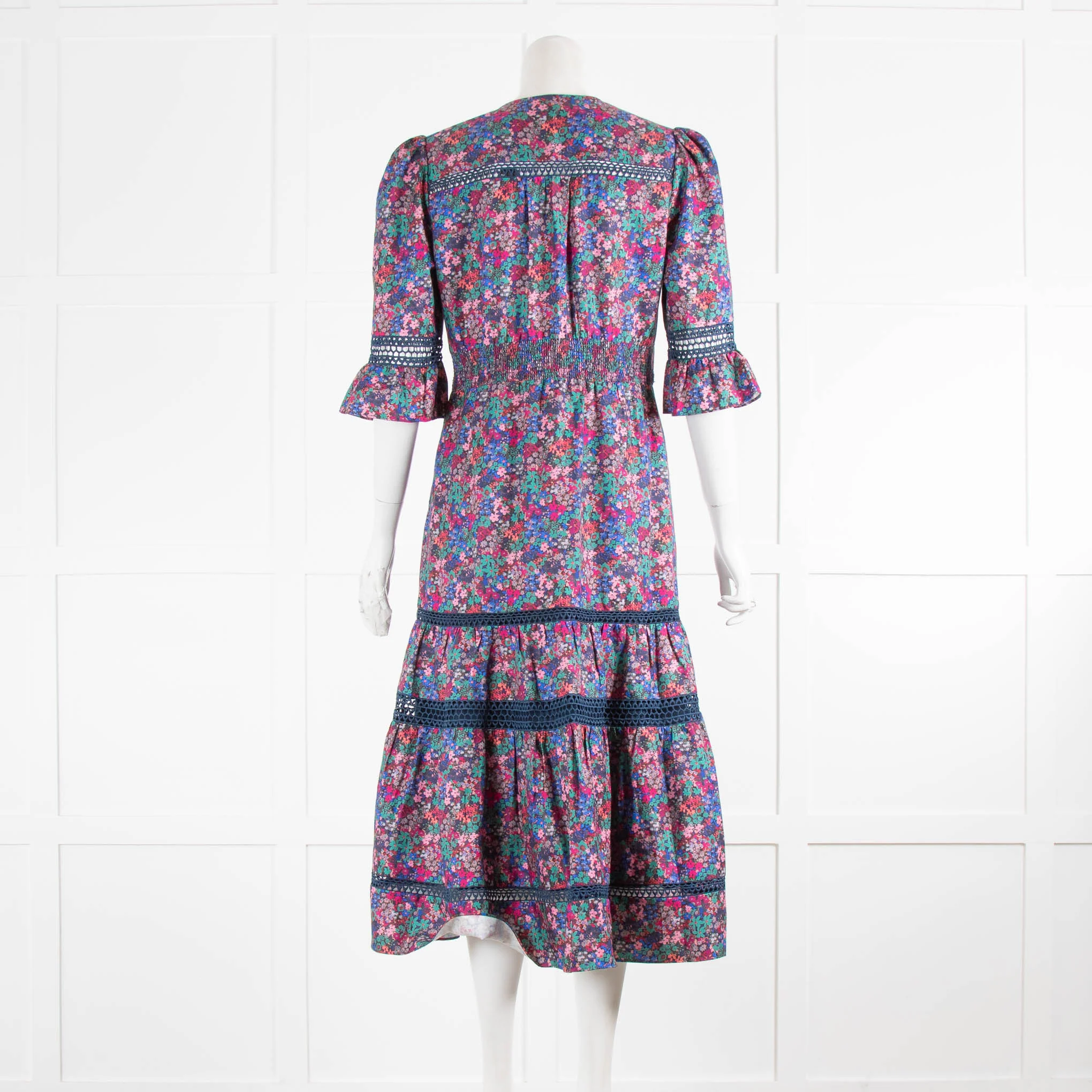 Wyse Coralie Plum Floral Silk Mix Dress - Image 3