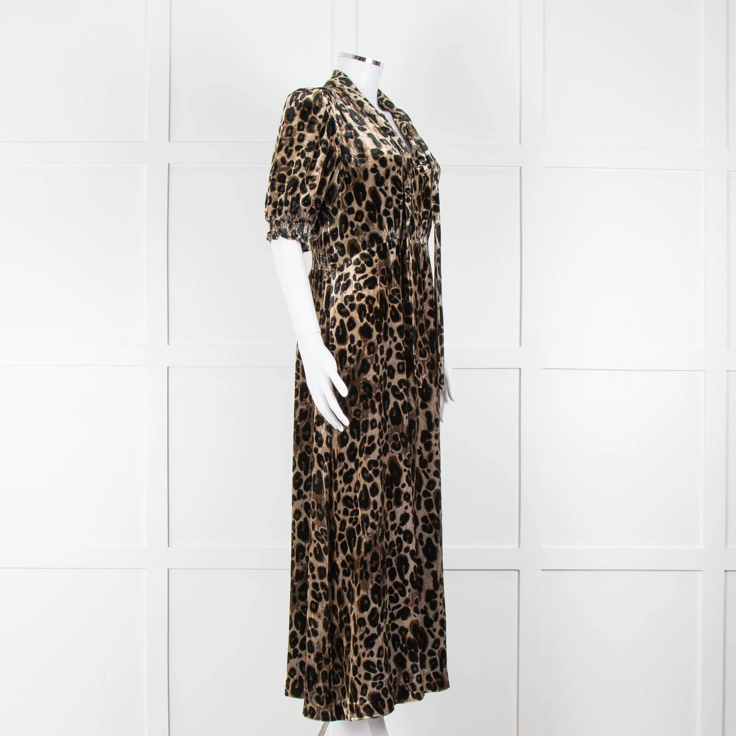 Wyse Desiree Leopard Print Velvet Feel Maxi Dress - Image 2