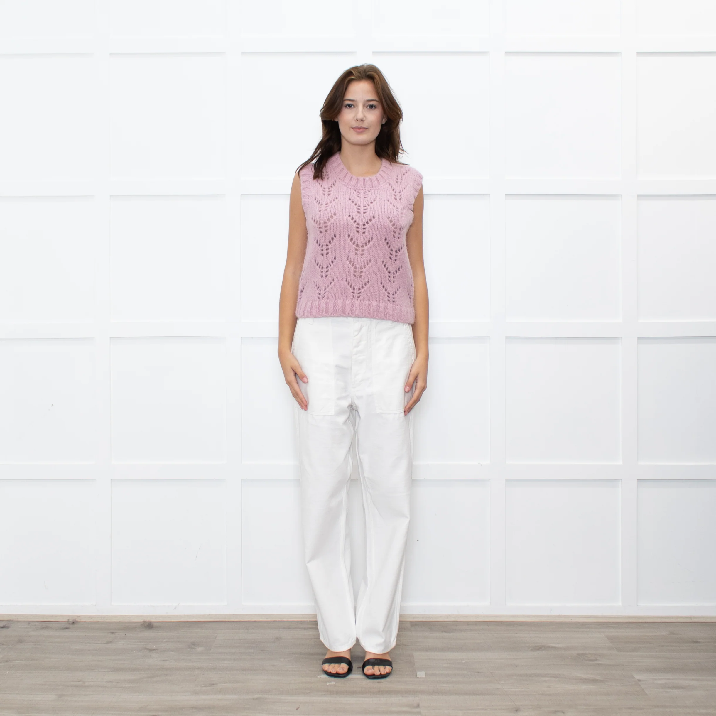 Wyse Dusty Pink Alpaca Knit Tank Top